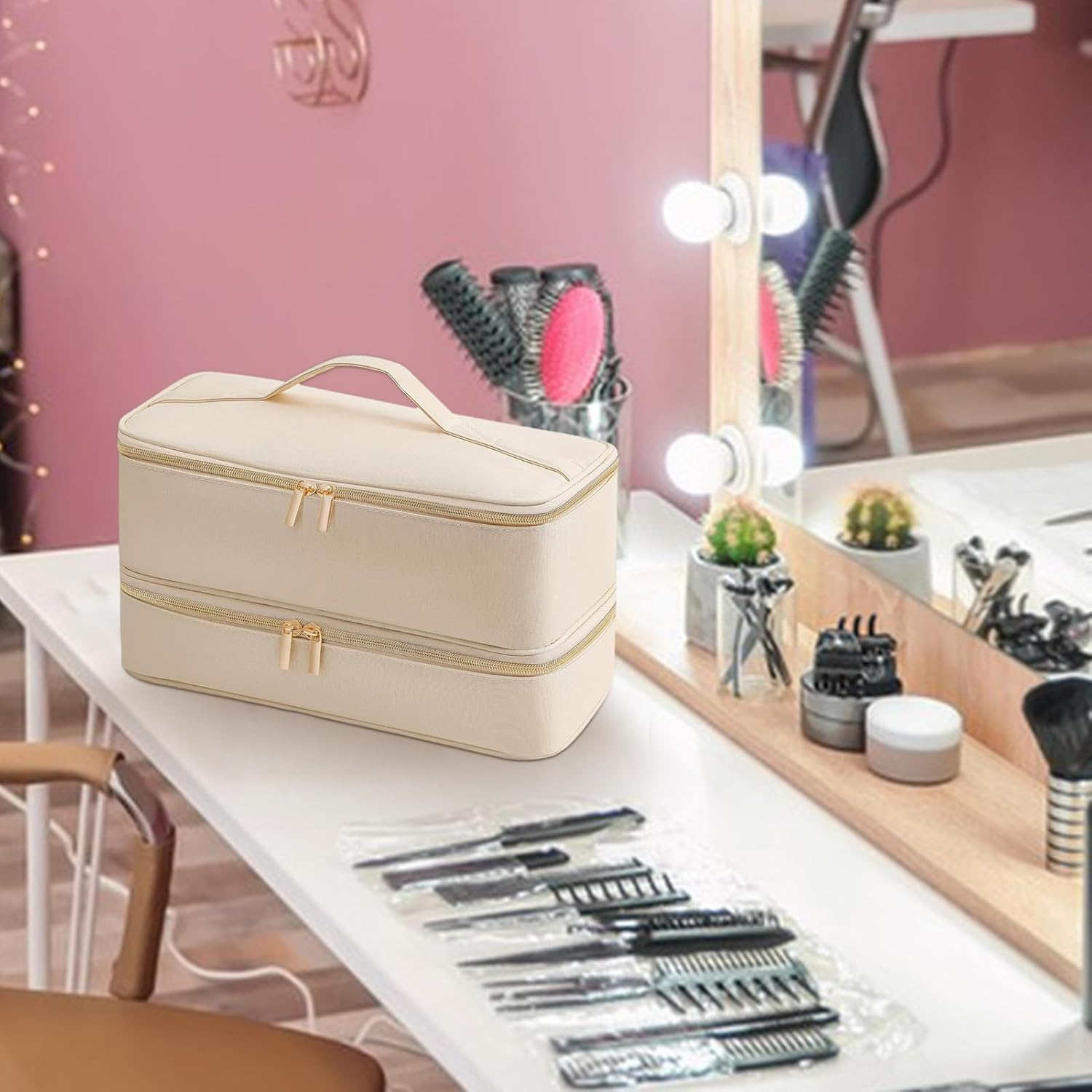 Mxshc Travel Hair Bag,Handheld Portable Hair Dryer Case - Hair Tool Storage Organizer, Dustproof Hair Accessories Bag for Hair Dryer and Curling Iron image number 4