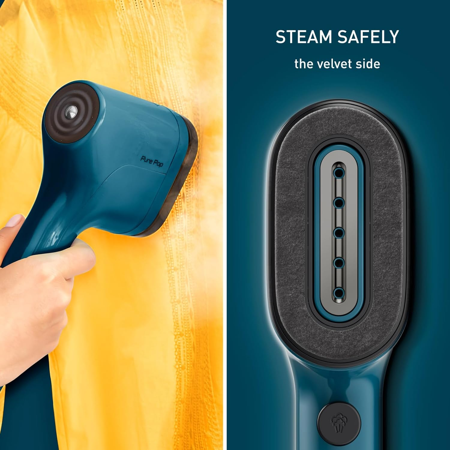 Tefal, Pure Pop Handheld Garment Steamer, 1300W of Power 20G/Min, Garment Care, Reversible Lint Pad, Travel Bag Included, Fast Heat Up