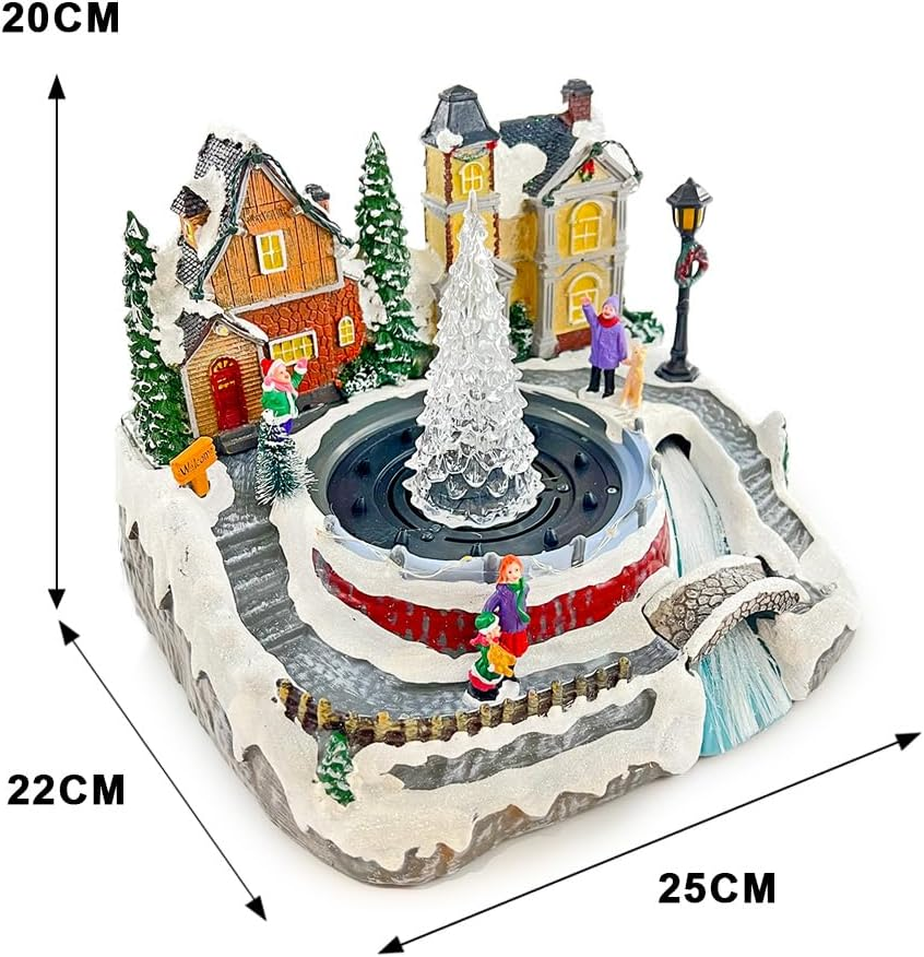 Christmas Village Snowy Fountain Milky Way River Musical Multicolor LED Light Up image number 3