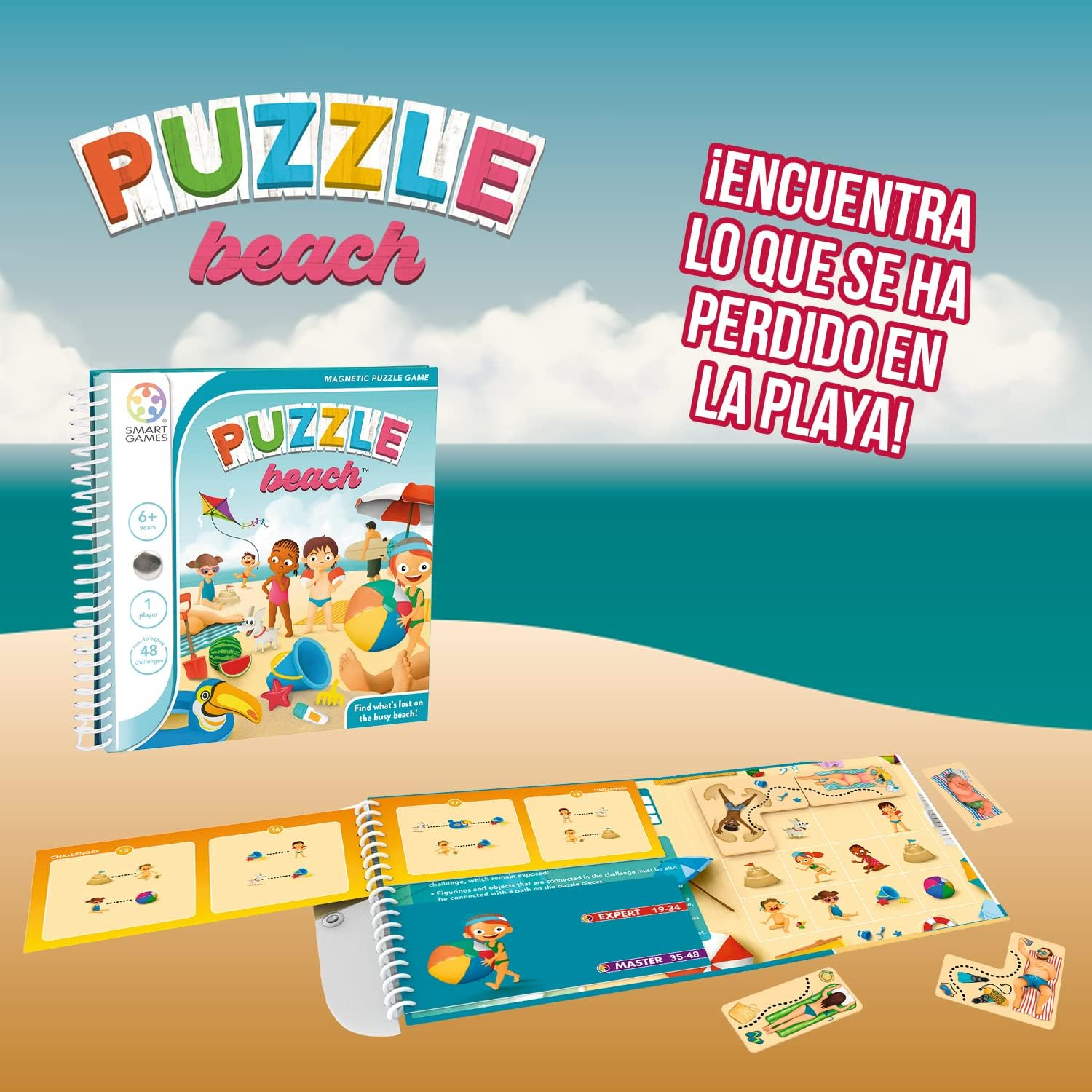 Smart Games Puzzle Beach Magnetic Puzzle Game Multicolour image number 4