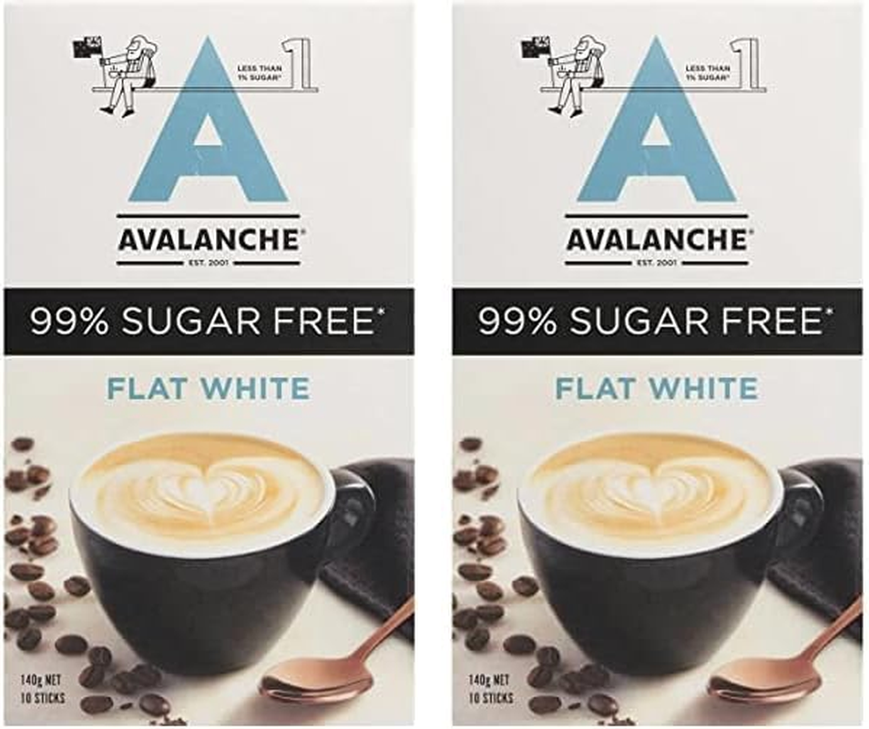 Avalanche 99% Sugar Free Flat White 10 Coffee Sticks 140 G image number 1