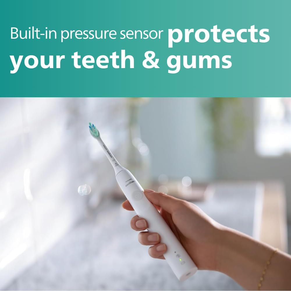 Philips Sonicare 3100 Sonic Lightweight Electric Toothbrush with Pressure Sensor and Replacement Reminder, White, HX3673/13 image number 3
