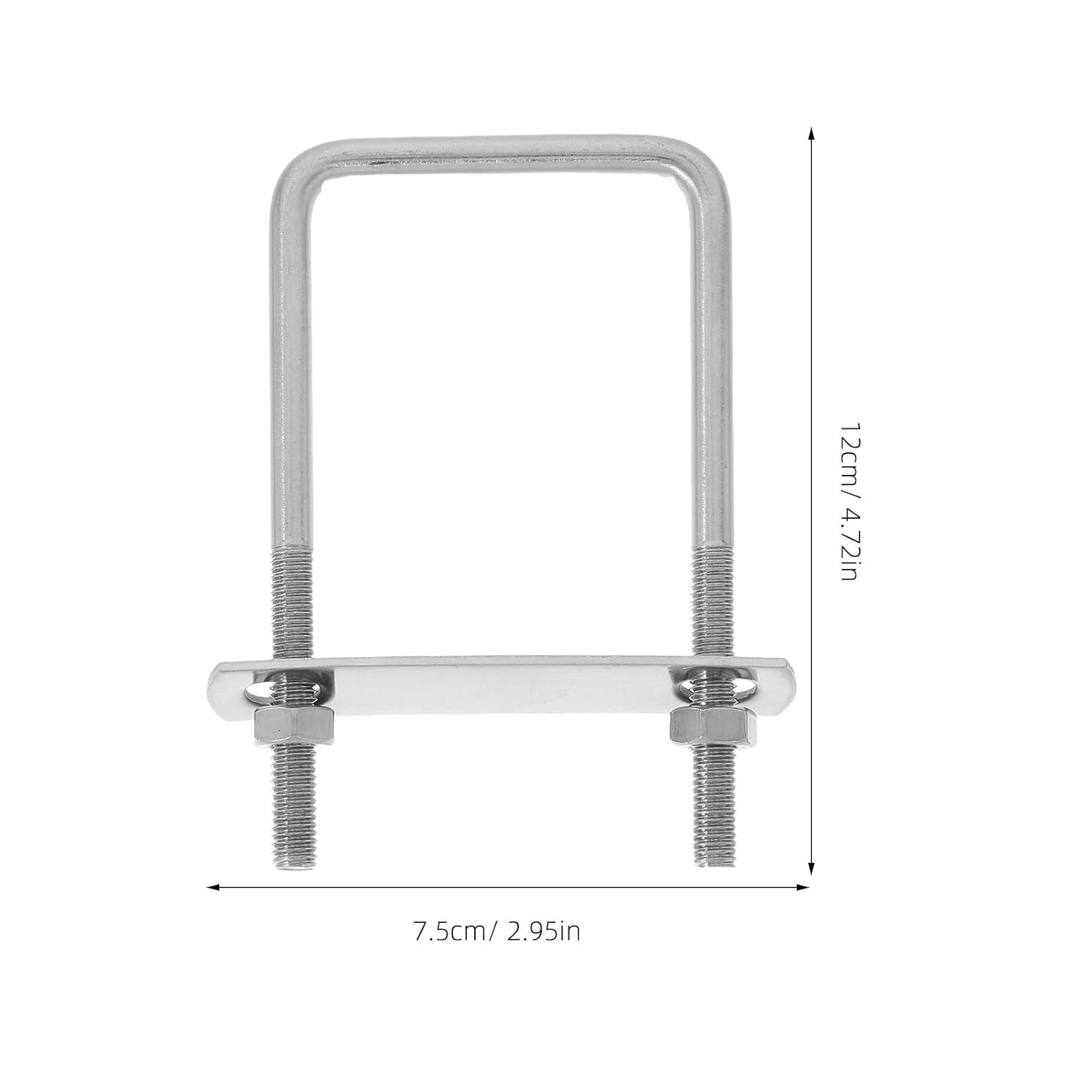 Operitacx Square U-Bolt, 2.4 * 4.7In Heavy Duty Stainless Steel U Bolt with Nuts & Plate for Wood, Sailboat Trailers, Tube, Industrial Supplies image number 4