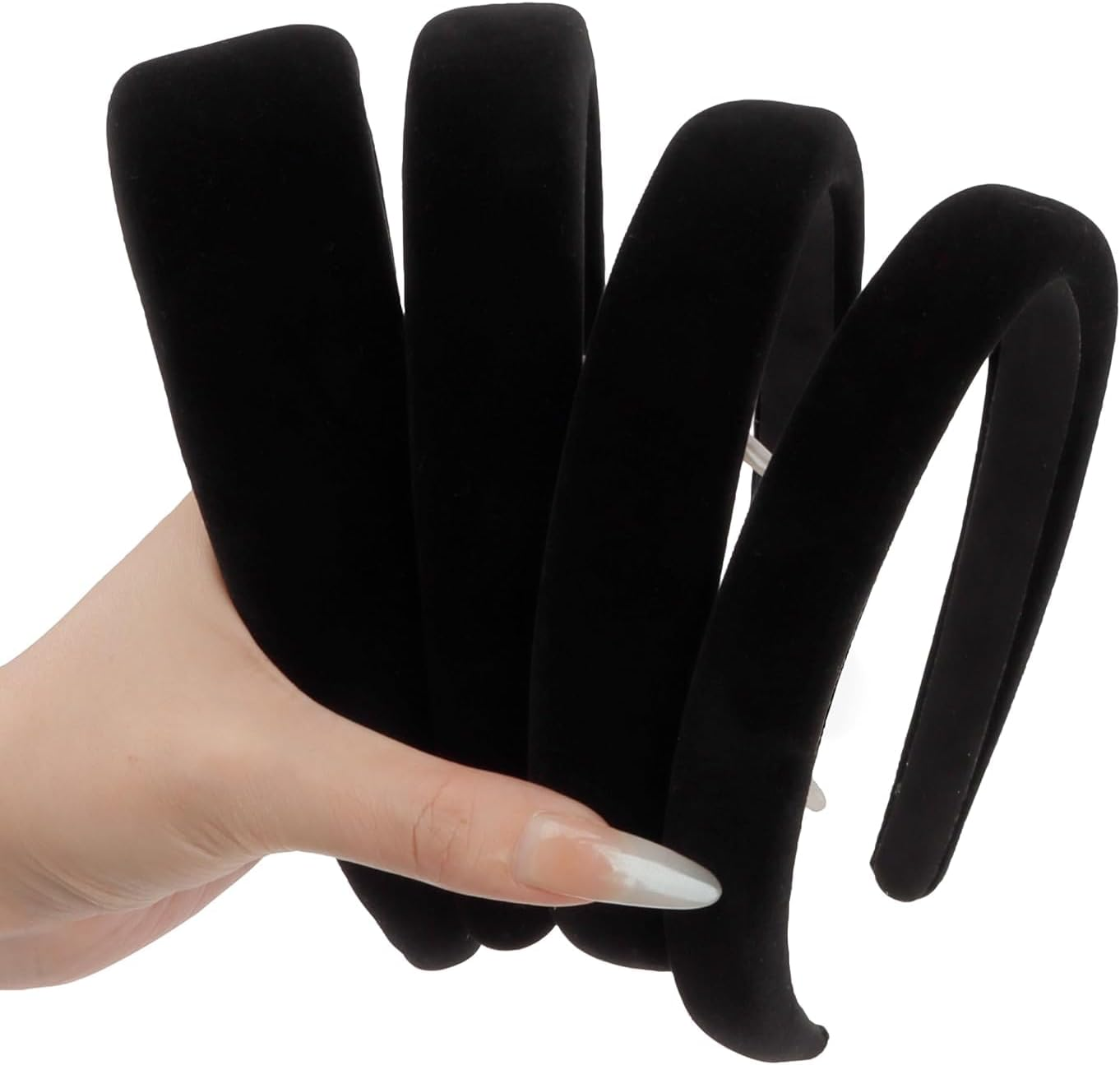 TELAIN Hairband Ladies Black, Velvet Material in 4 Widths, Thick Padded and Non-Slip, Stylish Hair Accessories for All Occasions image number 2