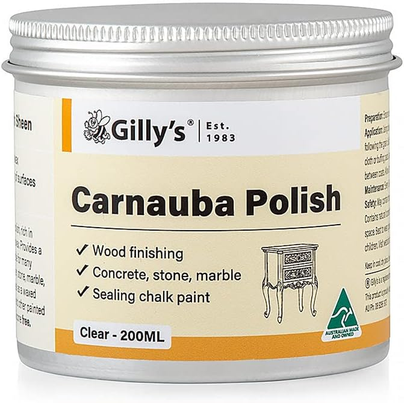 Gilly'S Carnauba & Beeswax 200Ml, Clear | Furniture Wax for Timber, Marble & Concrete | High Sheen, Fast-Drying Finish, Ideal for Wood Floors, Leather, Metal & Marble (3-Step Waxing Kit) image number 1