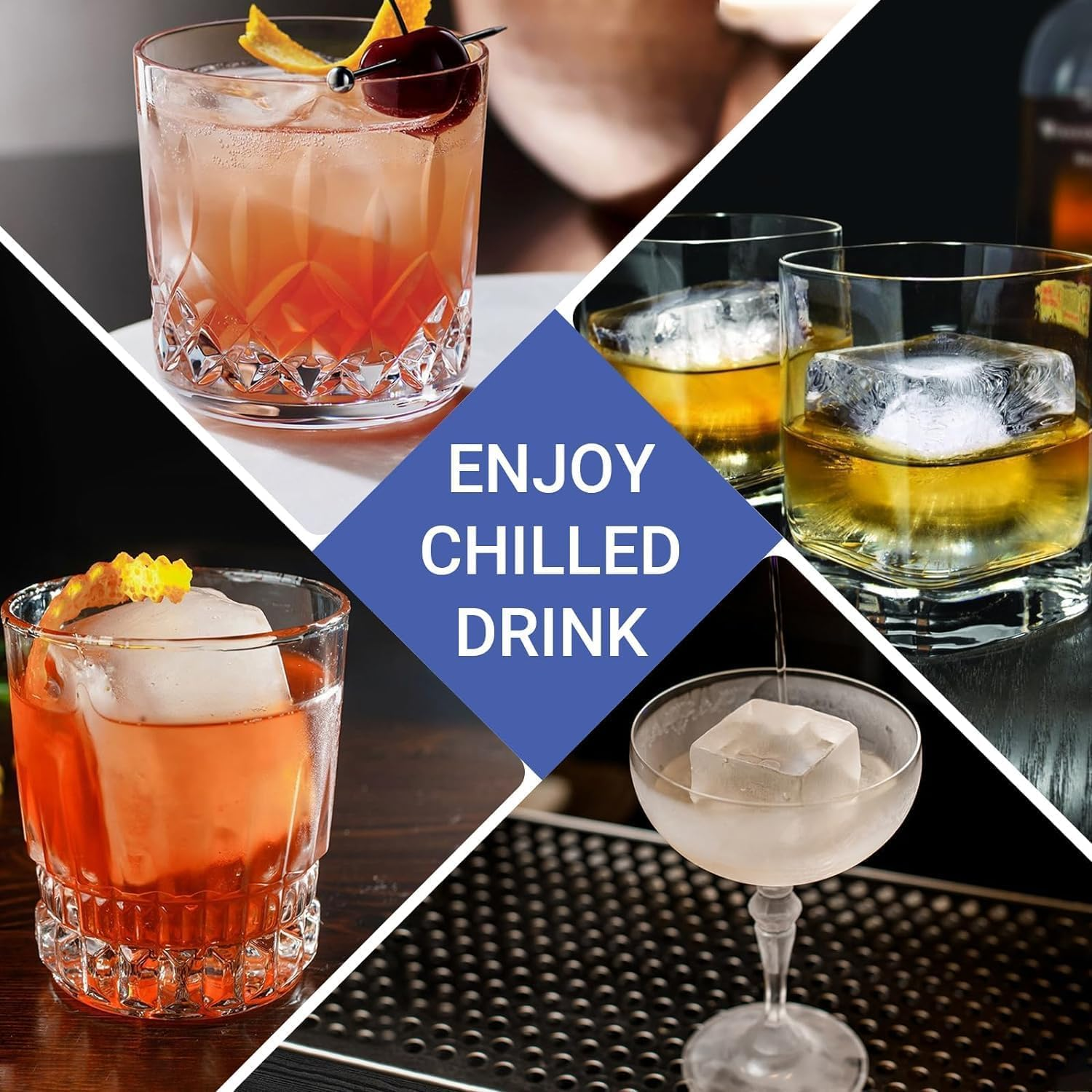 Large Ice Cube Trays, Big Silicone Ice Cube Trays 2Inch - Huge Square Ice Cubed Tray for Drink，2Pcs (Blue) image number 6