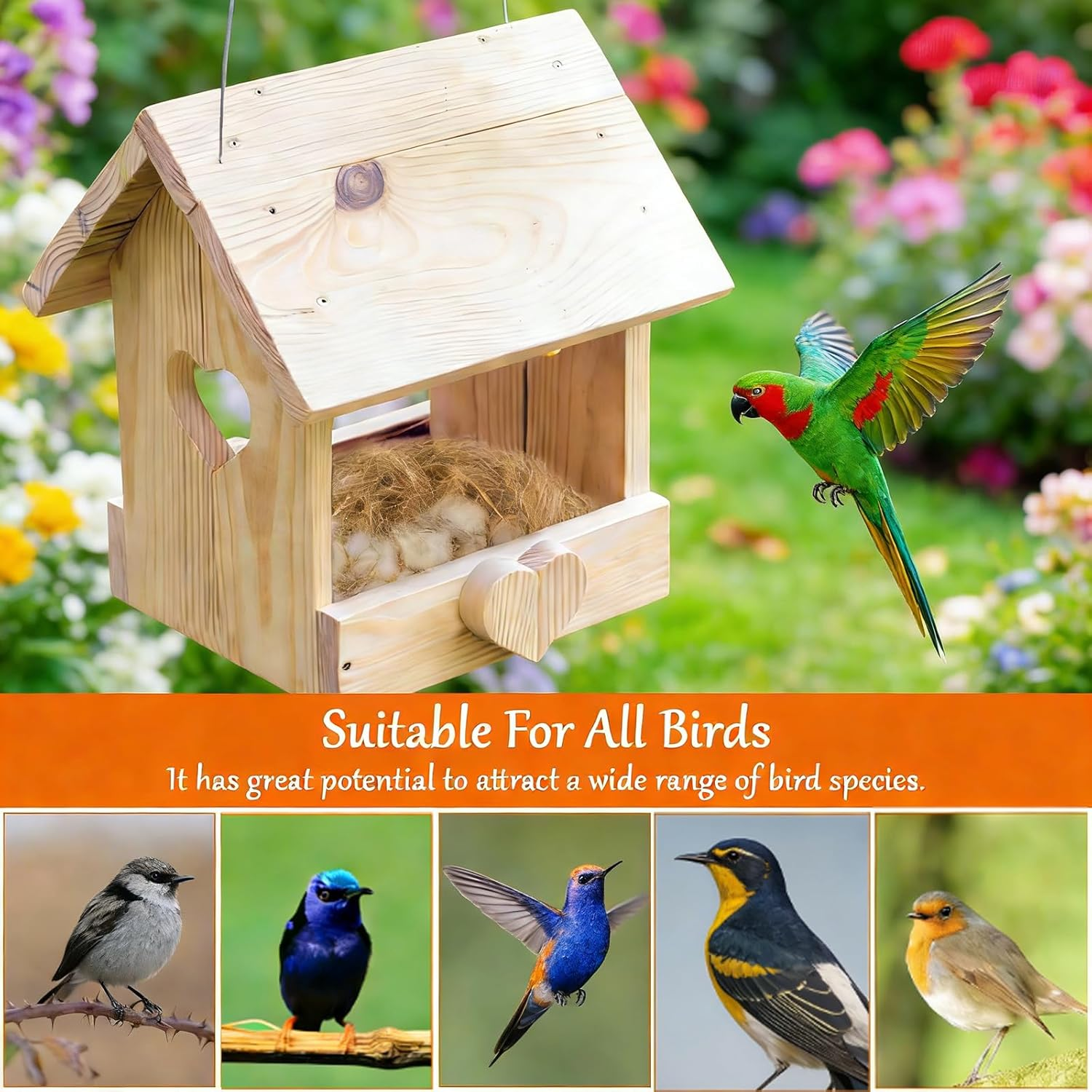 2-Pack Bird Nesting Material (40G per Pack) &ndash; Bird Nests Bedding Mixing Nesting Material for Hummingbird, Parakeets, Canaries, Finches & Wild Birds &ndash;Cage,Gardens,Tree Trunks image number 4