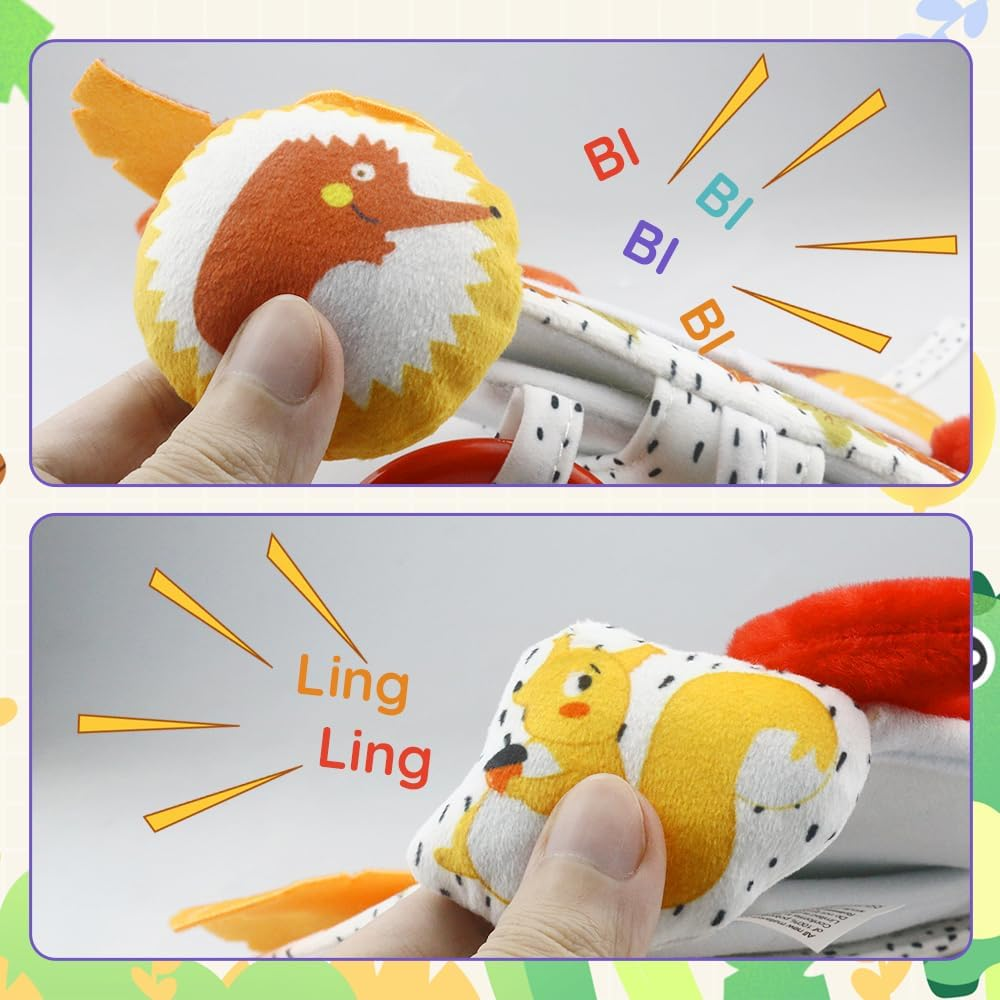 Baby Activity Hanging Toy with In-Sight Car Mirror, Adjustable for Car Seats, Strollers, Cribs, and Tummy Time, with Rattles, Crinkle Sounds, and Animal Design (Fox) image number 4