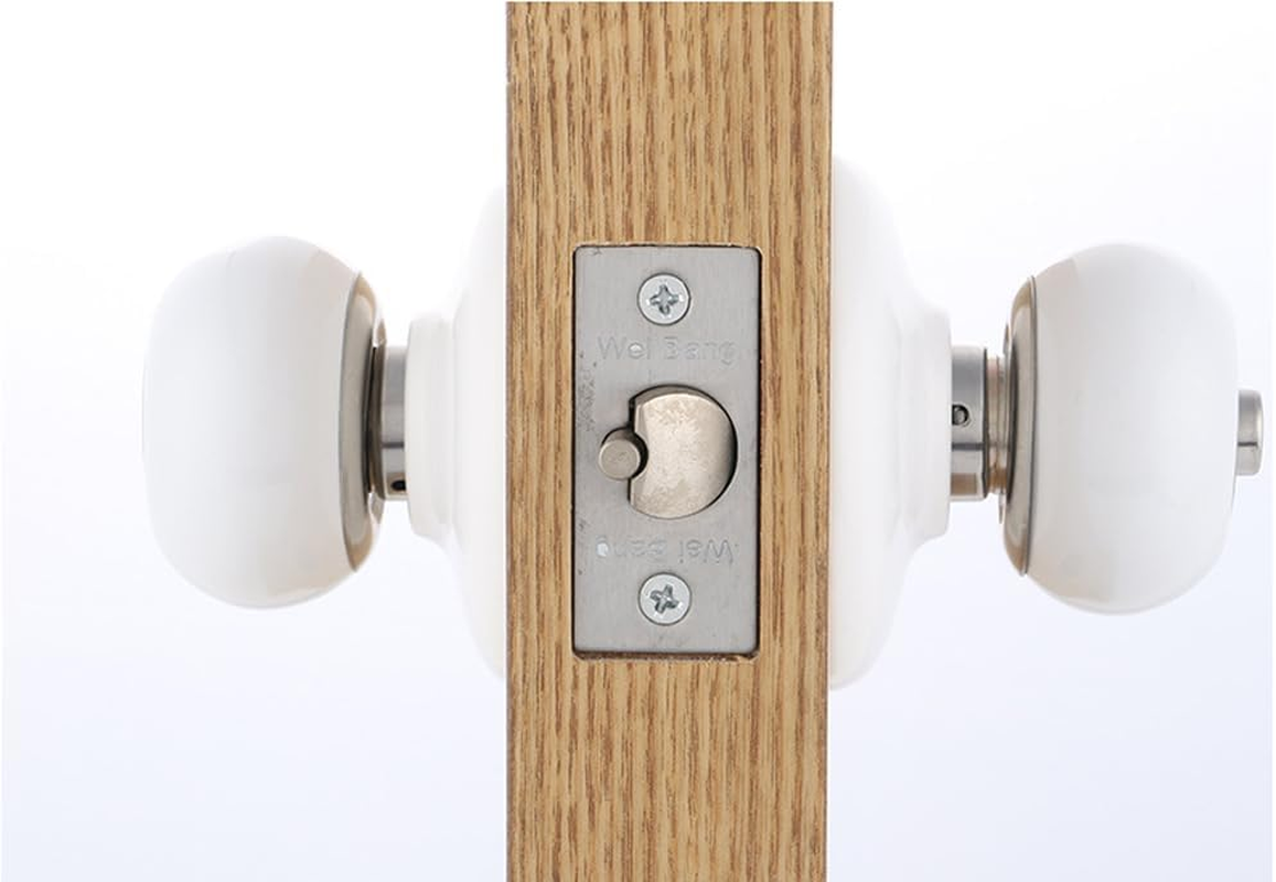 ZONADA Ceramic Door Knob Lock Set with Keys &ndash; White Vintage Style Interior Exterior Door Knobs for Bedroom, Bathroom, Kitchen, Laundry Room, Privacy Passage Entry Door Locking Handles