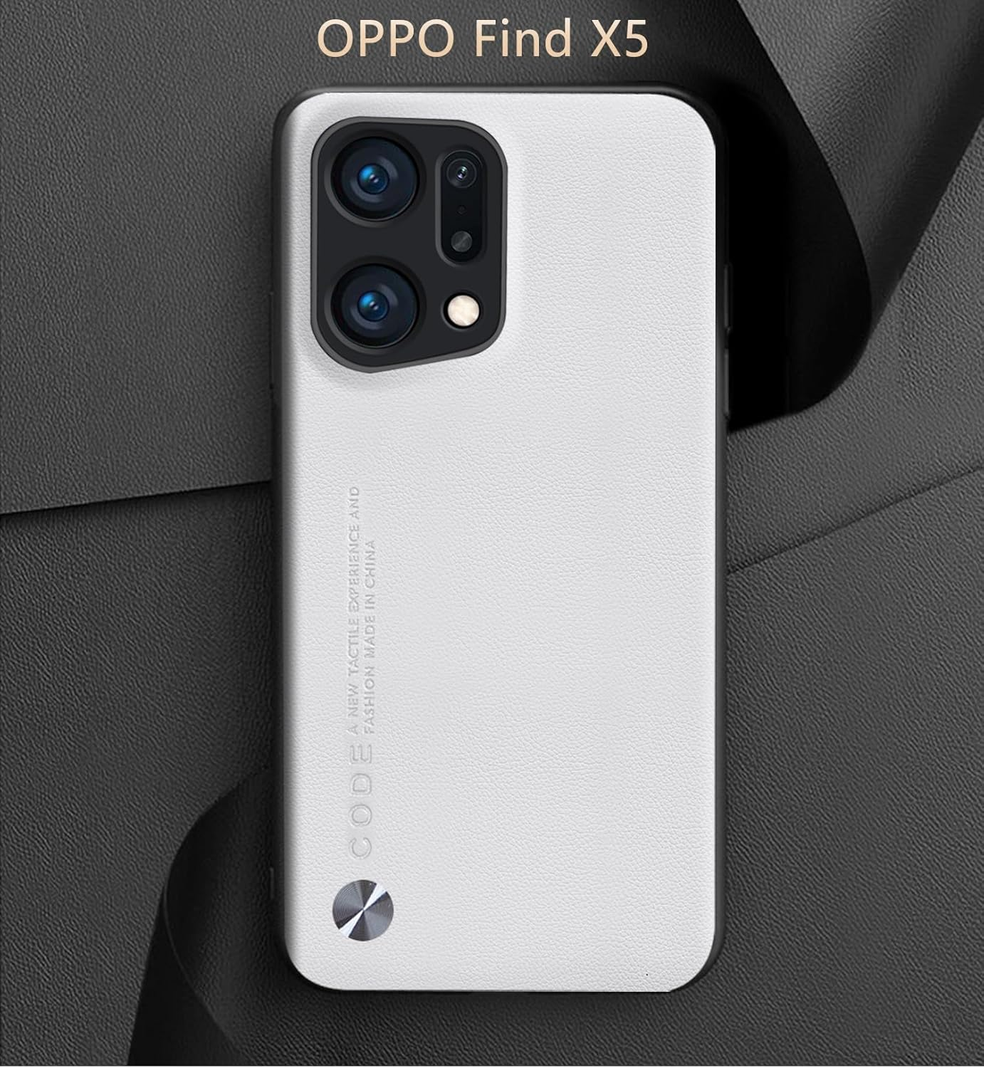 Puxssul for Oppo Find X5 Case, Soft TPU Faux Leather Case, Extremely Lightweight Ultralight Camera Protection Leather Case for Oppo Find X5 (White) - Orange image number 4