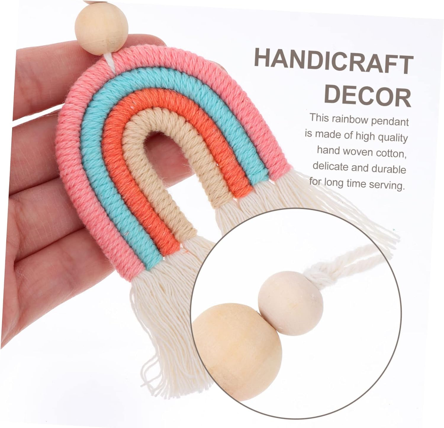 Abaodam 3Pcs Rainbow Hanging Pendant Bohemia Style Adornment Handmade Car Craft Decorative Hanging Ornaments for Home image number 2