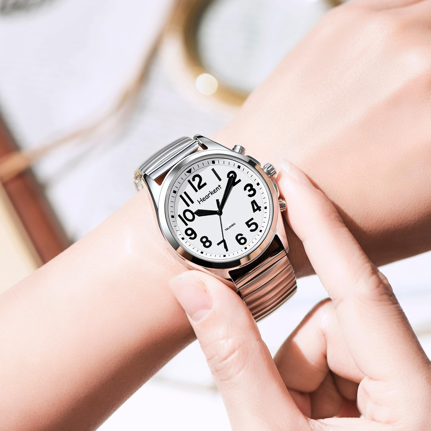 Talking Watch for Seniors Women, Women'S Wrist Watches with Jumbo Numbers, Loud Clear English Speaking Watch for Blind Visually Impaired or Elderly image number 6