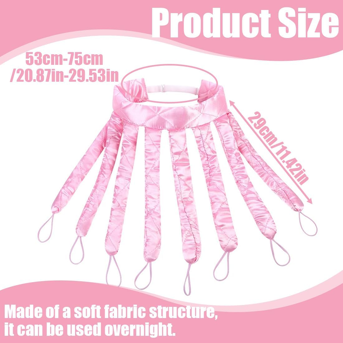 Heatless Curlers Headband, Octopus Hair Curler, Curls without Heat, Heatless Curls Band Overnight Curlers for Women Girls, Pink image number 4