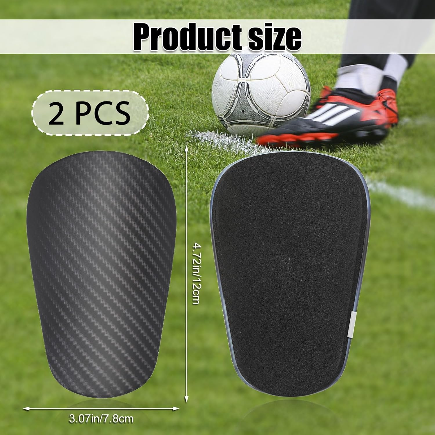 2Pcs Soccer Shin Guards, 4.72X3.07In Extra Mini Football Shin Guards Youth and Adults Miniature Small Tiny Pad Protective Equipment for Men Women Kids Boys Girls(Size L) image number 5
