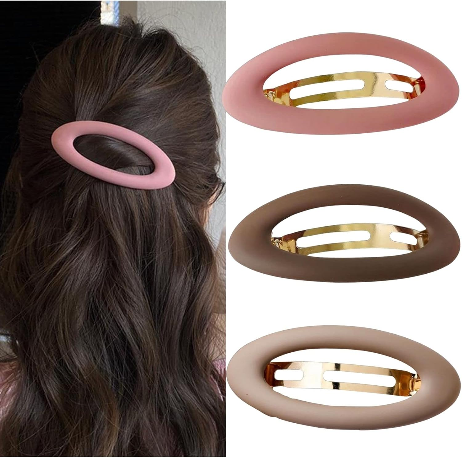 Large Hair Clips for Women Matte Ellipse for Thin Hair French Hair Clip Cute Hair Styling Clips Non-Slip Strong Hold Vintage Hair Accessories Gifts for Women Girls
