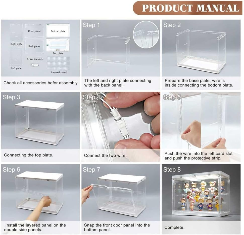 1 Pcs Clear Acrylic Display Case for Collectibles,Cartoon Doll Organizer,Dustproof Display Case Stackable Clear Acrylic Display Box with Movable Panels for Toys,Sports Memorabilia,Wallets,Books Etc. image number 3