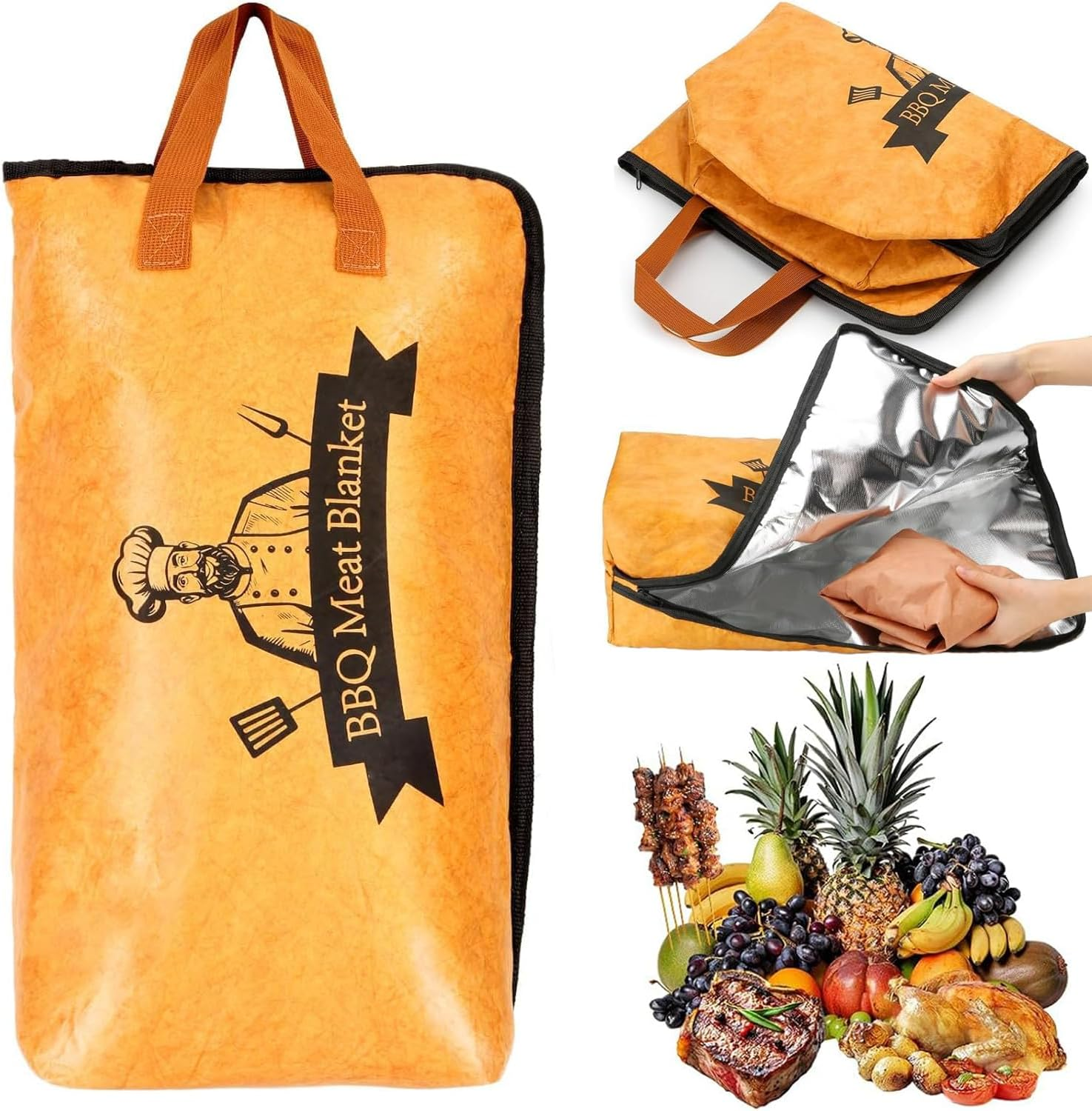 BEANPRECOY BBQ Blanket for Resting Meat Compatible with Traeger Smoker Grill Reusable Pellet Smoker Meat Insulated Resting Bag with Wide Mouth for Large Brisket/Beef Gifts for Men Him Dad image number 5