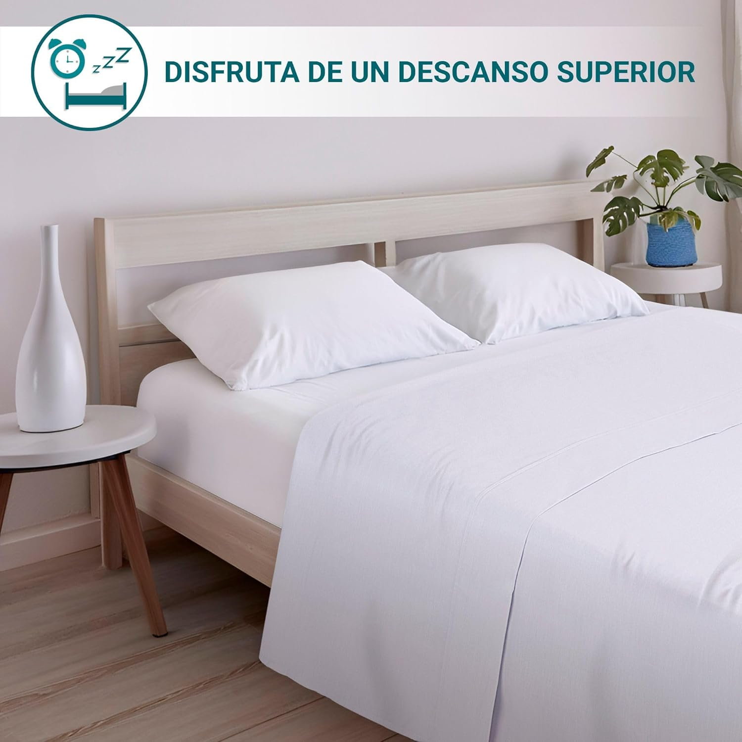 ECOMMERC3 4 Piece Bedding Set for 180 Cm Bed, Fitted Sheet, Duvet Cover and 2 Pillowcases 45 X 100 Cm, White