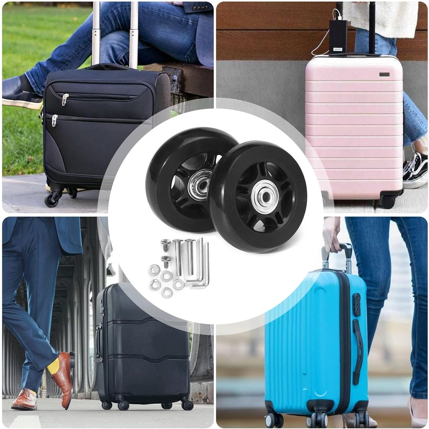 Luggage Suitcase Replacement Wheels Wheel, Suitcase Wheels Replacement Wheels - Mute Trolley Case Wheels, Luggage Replacement Wheels for Shopping Trolleys and Luggage, 2 Pieces 54 Mm X 18 Mm, Siehe
