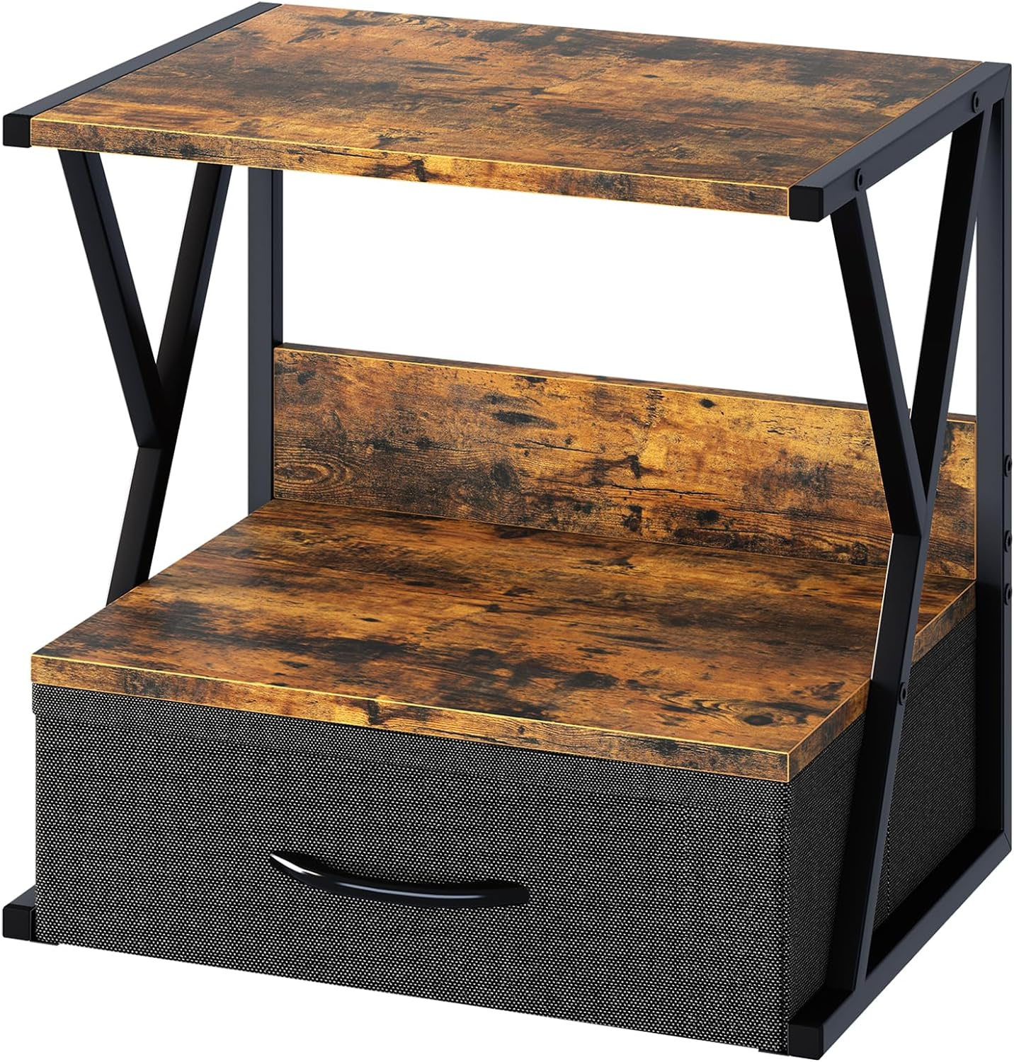 Aboxoo Printer Stand for Desk with Storage Drawer, 2 Tier Desktop or under Desk Shelf, Multi-Purpose Desk Organizer for Home Office, Fit Fax Machine/3D Printer/Scanner, Black