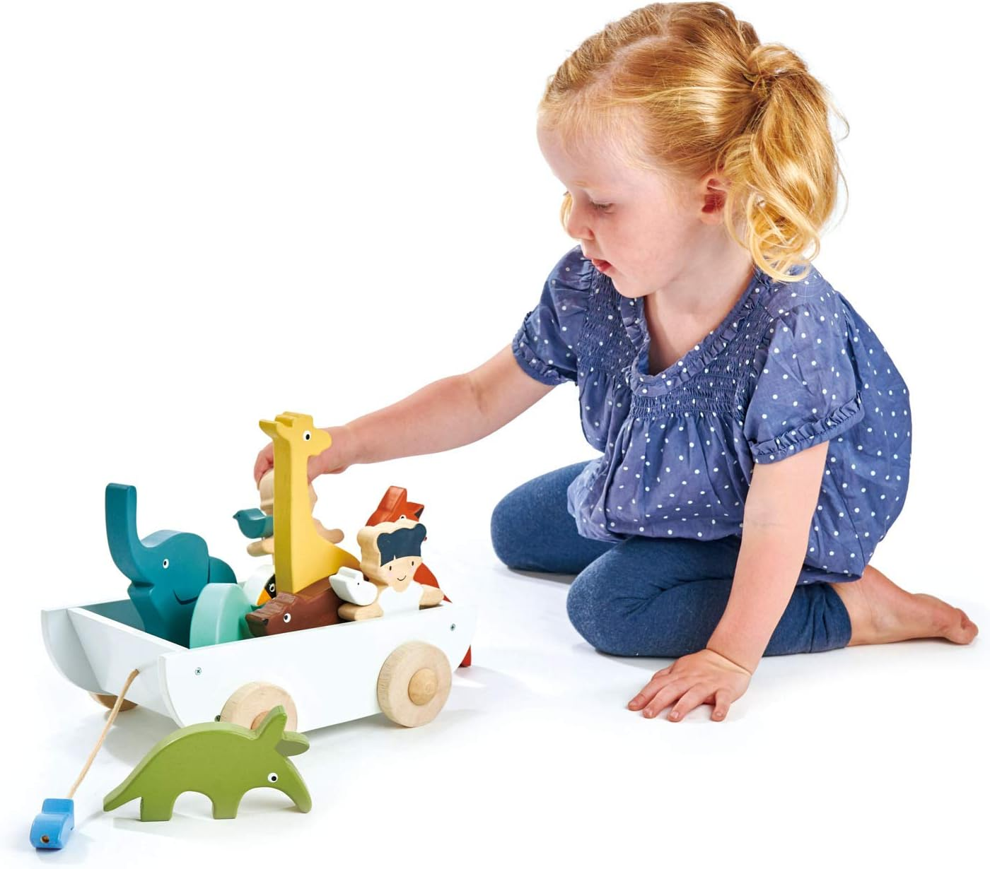 Tender Leaf Toys the Friend Ship - Wooden Wheeled Boat of Chunky Animals and Children image number 5