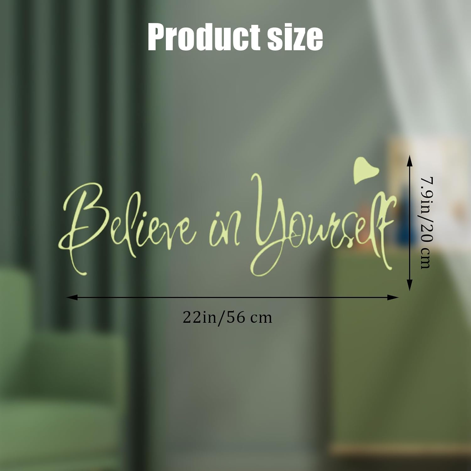 Sgphrzlt Glow in the Dark Believe in Yourself Wall Stickers, Self-Adhesive Inspirational Motivational Quotes Wall Sayings Decals Peel and Stick, Removable Positive Affirmations Decor for Office