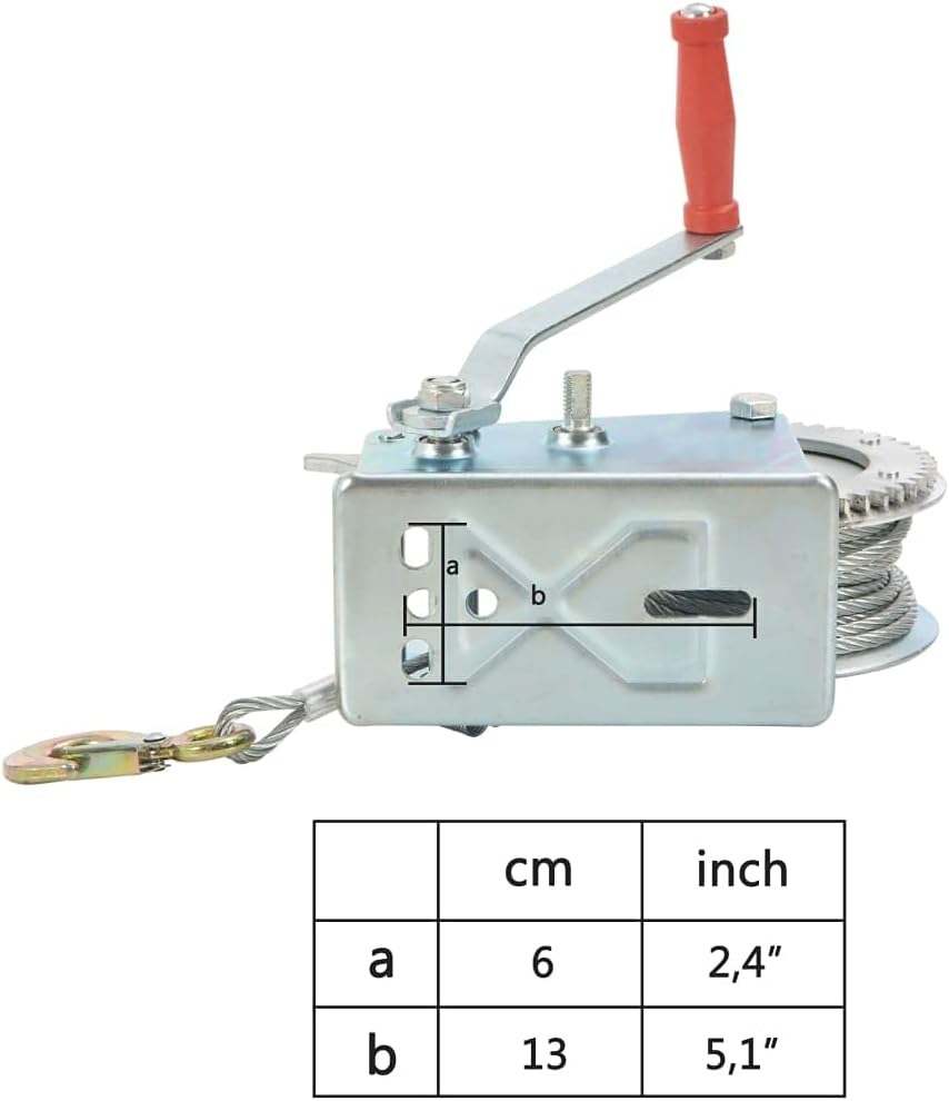 Heavy Duty Hand Winch 1360 Kg 3000 Lbs Manual Crank Boat Trailer Cable Hoist, Durable Iron Construction, 10M Cable Length for Pickup Trucks & Versatile Mobile Pulling Applications image number 6