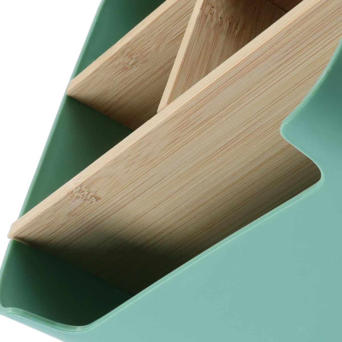 ACOLY Desk Organiser,5 Compartments Detachable Bamboo and Wood Partition Compartment Storage Box with Pen Holder, Storage Box, Desk Organiser(Green) image number 1
