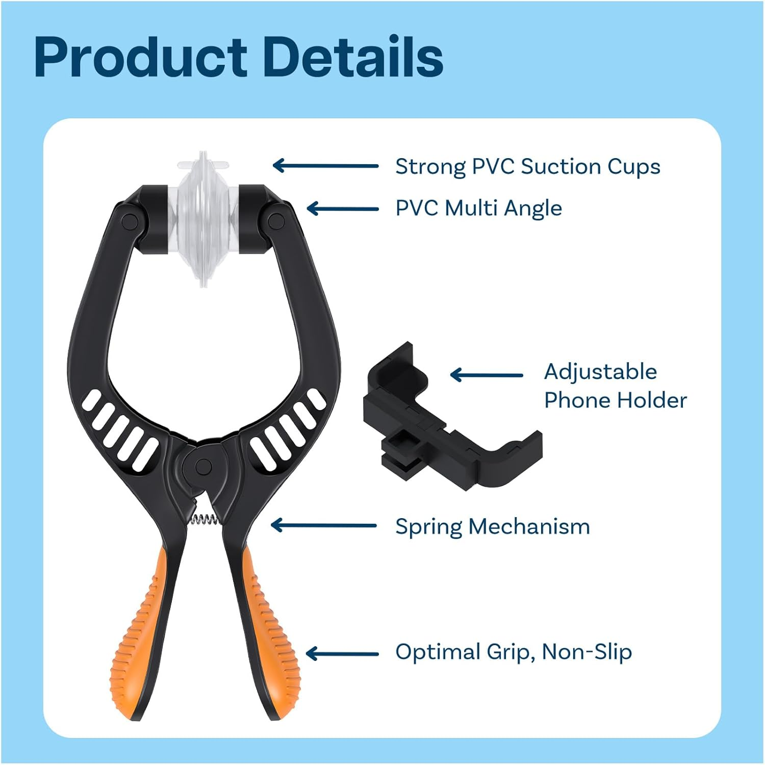 MMOBIEL LCD Screen Opening Tool/Pliers Repair Tool Suction Cup Compatible with Various Tables and Smartphones (Orange) - Blue image number 4