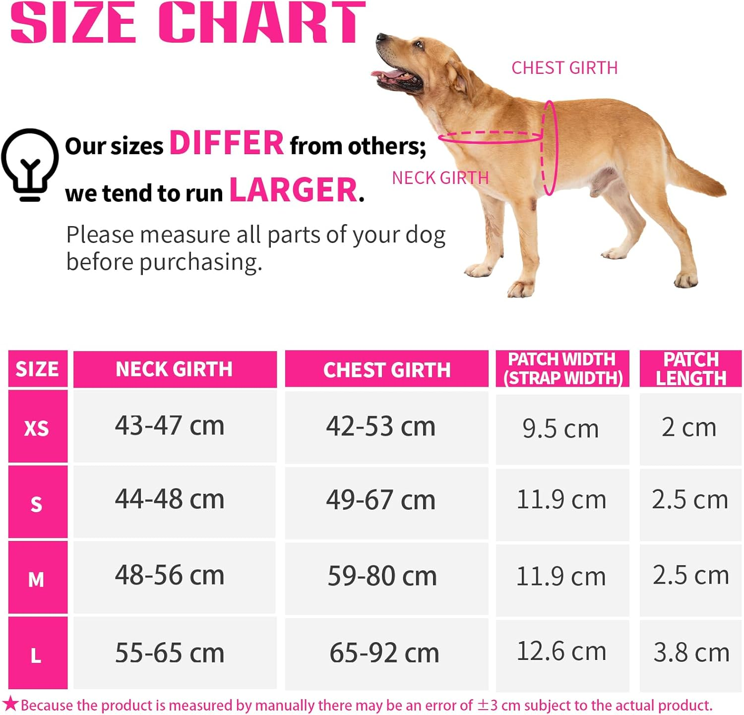 Paworld Service Dog Vest, No-Pull Service Dog Harness with 4 PCS Reflective Patches, Dog Vest Harness with Handle, Pet Harness for Small Medium Large Dogs in Training (Pink, M) image number 2