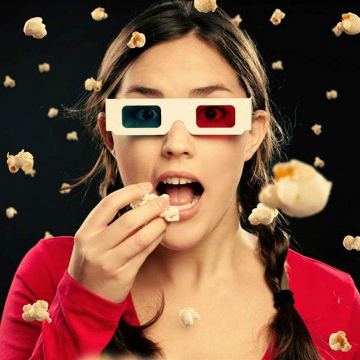 3D Glasses, Cardboard Glasses,10 Pairs of Paper Red and Blue Stereo Eyeglasses for TV, Movie, Game image number 4