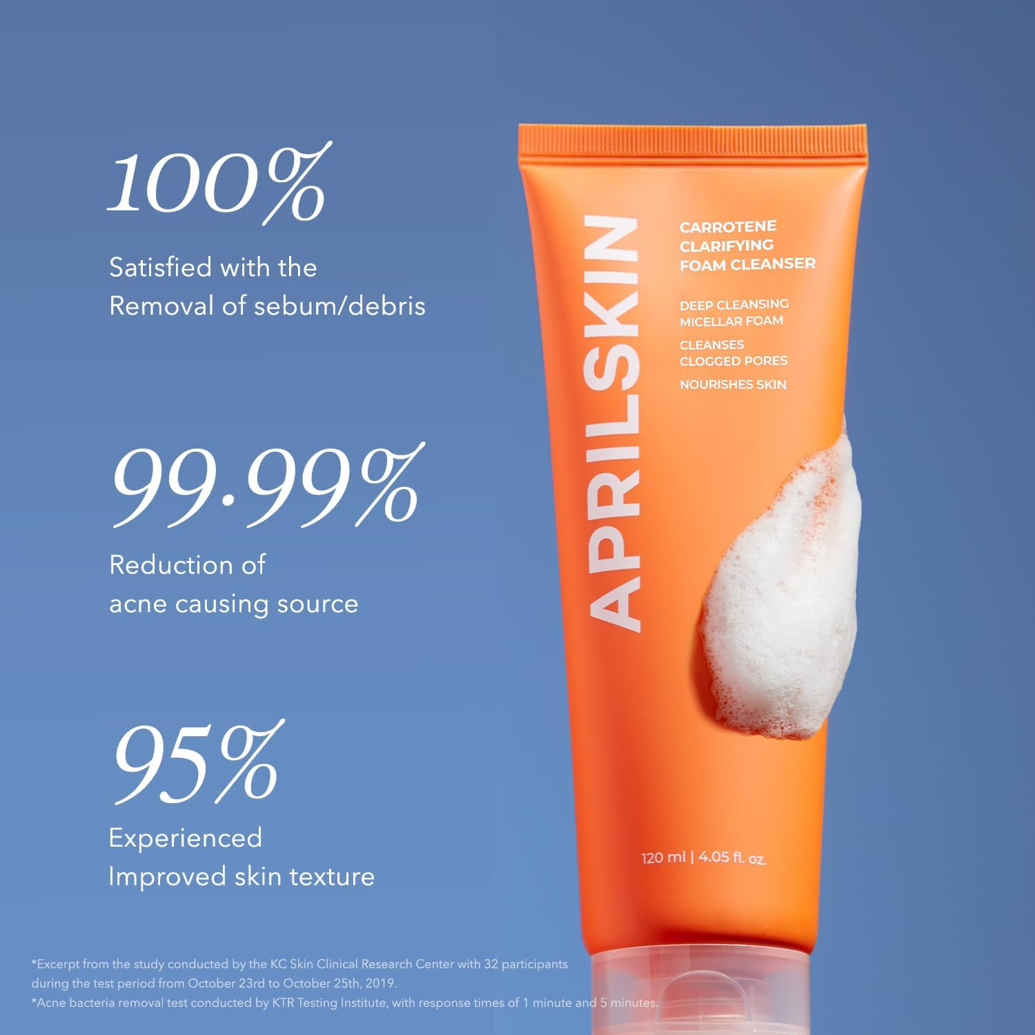 Aprilskin Carrotene Clarifying Foam Cleanser | Vegan, Cruelty Free | Oily, Sensitive, Acne-Prone Skin | Deep Cleansing with Bhas & Sebum Controlling | 120Ml | No Sulfates and Artificial Fragrance image number 5