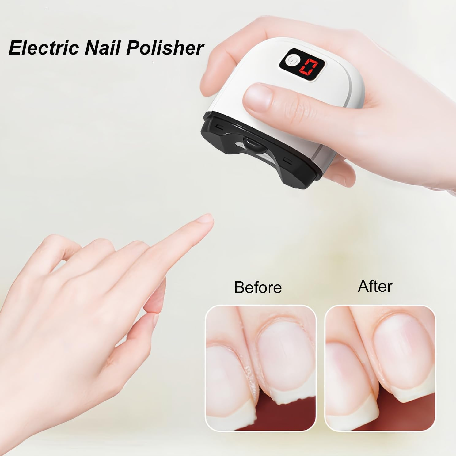 Lancoon Electric Nail Polisher with Safety Low Noise 3 Speeds LED Light LCD Display Nail Scraps Storage Rechargeable Nail Clippers Small for Adults Elderly Baby Home - Pink image number 3