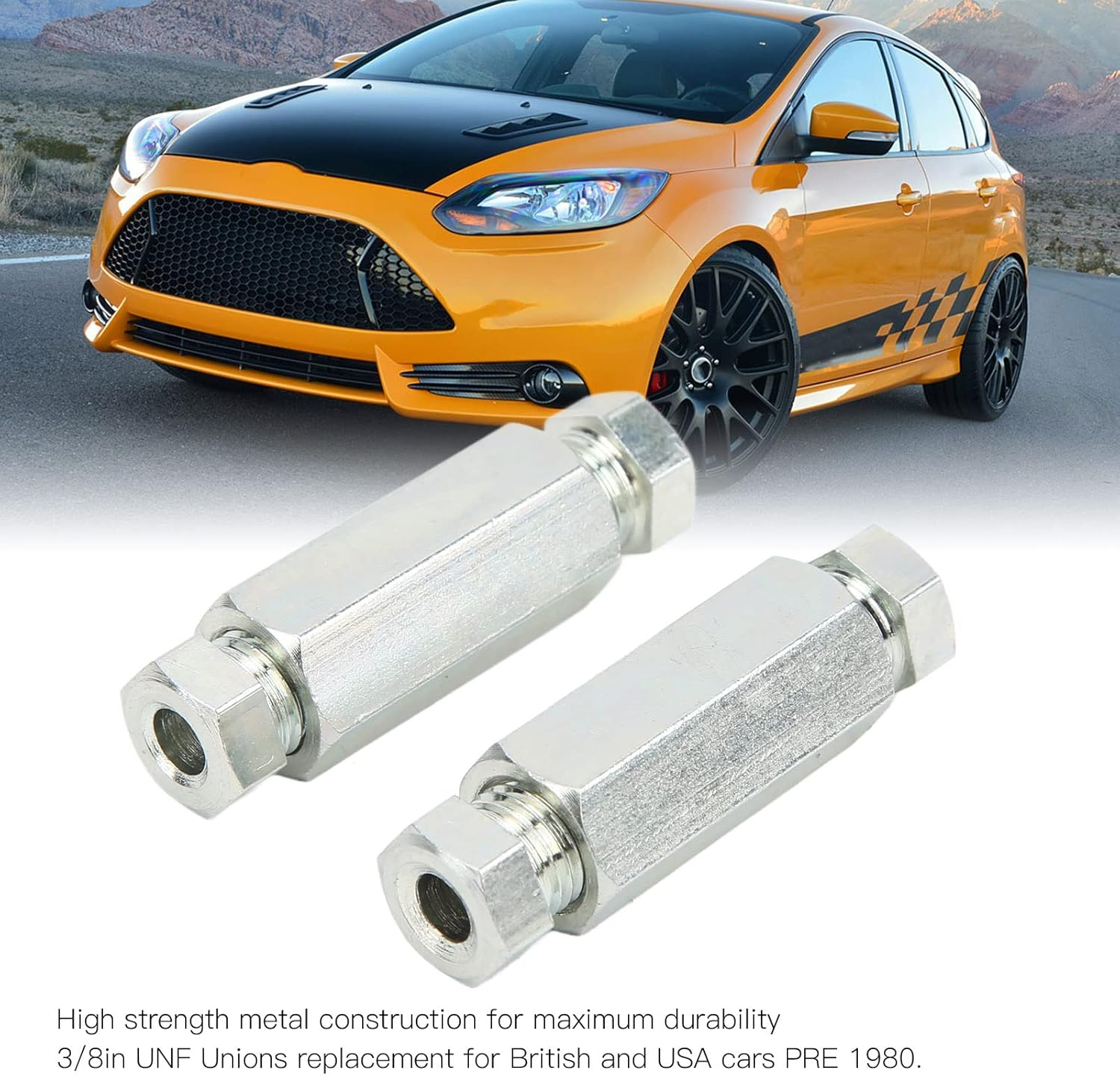 Brake Pipe Fitting Union, 2Pcs/Set 3/8In UNF Unions Female Male Brake Tube Joiners Antirust for Auto image number 1