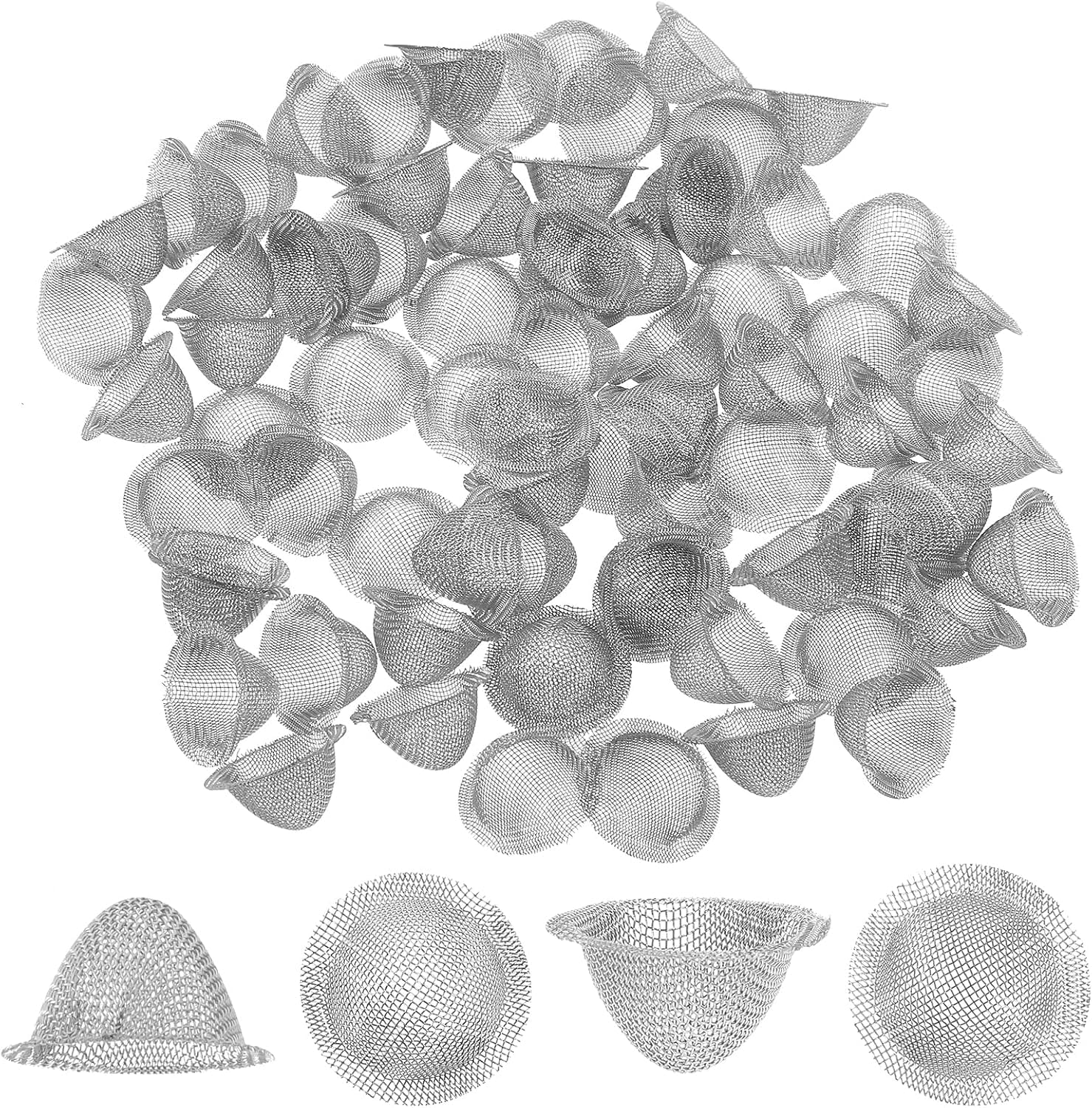 Stainless Steel Mesh Clean Screens with Tapered Design, 70Pcs Tapered Stainless Steel Filters Pipe Screens, Adjustable Tapered Design Screens Filters for Pipes Bowls image number 5