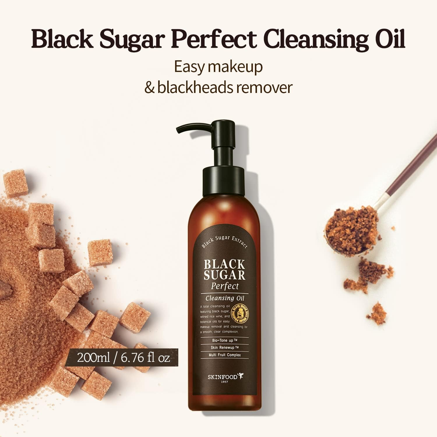 Skin Food Black Sugar Perfect Cleansing Oil 6.76 Oz/200Ml ( New Upgrade )