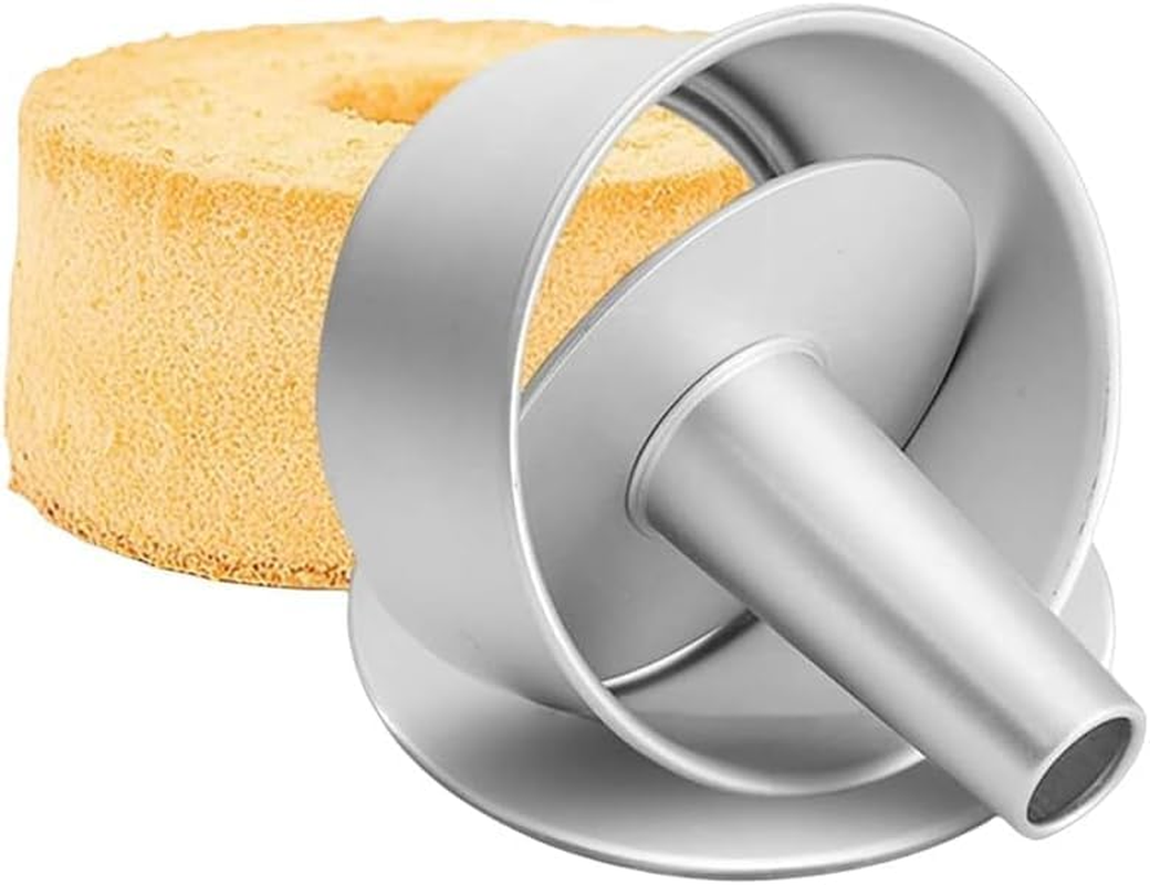 WUWFKUI 8 Inch Deep Chiffon Cake Mold,Aluminum round Chiffon Cake Removable Bottom Hollow Chimney Cake Mold DIY Baking Cake image number 5