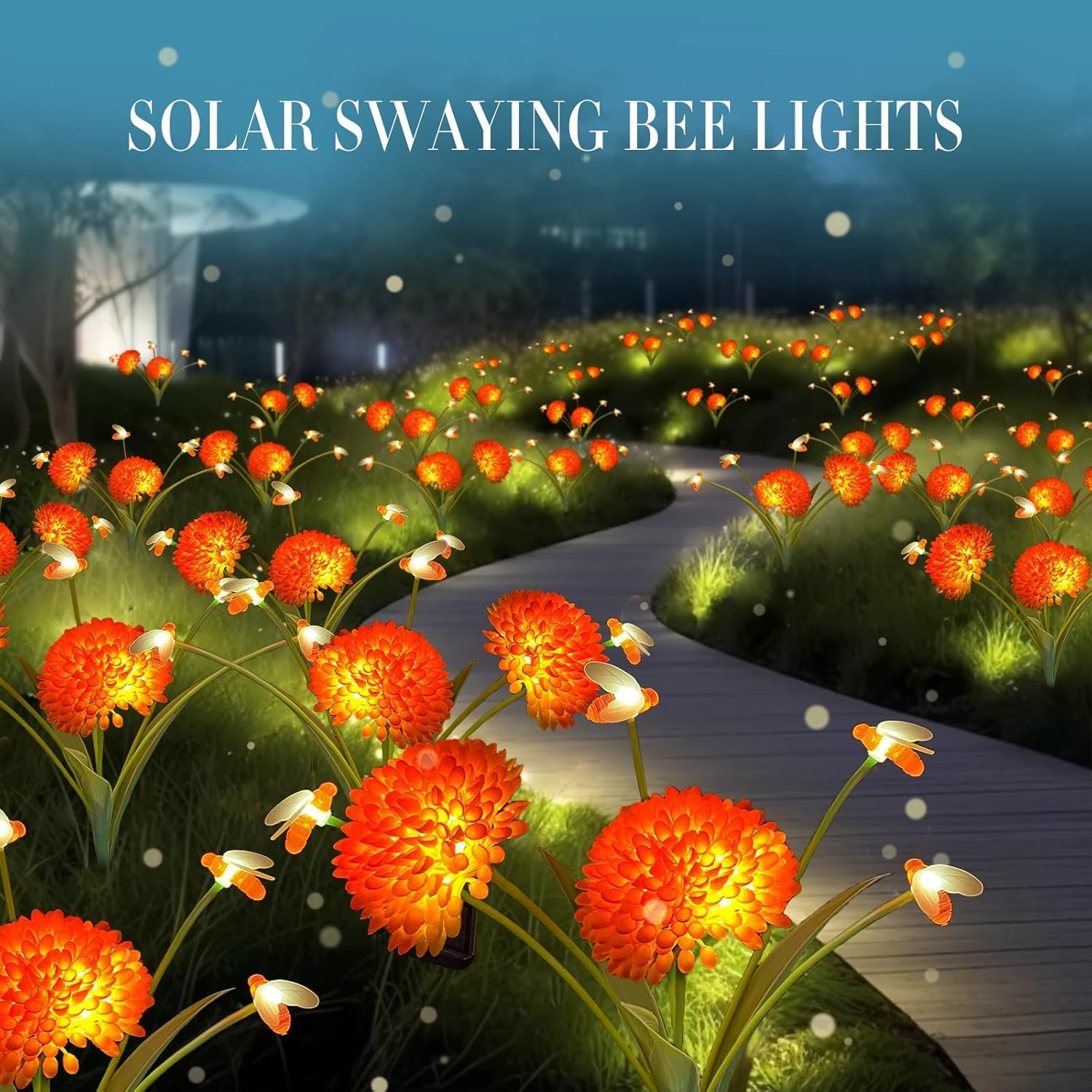 Solar Garden Lights, 4 Pack Swaying Bee Lights with Flowers, Waterproof Solar Firefly Lights Outdoor for Garden Patio Yard Pathway Fall Decoration, Gifts for Women Mother'S Day image number 6