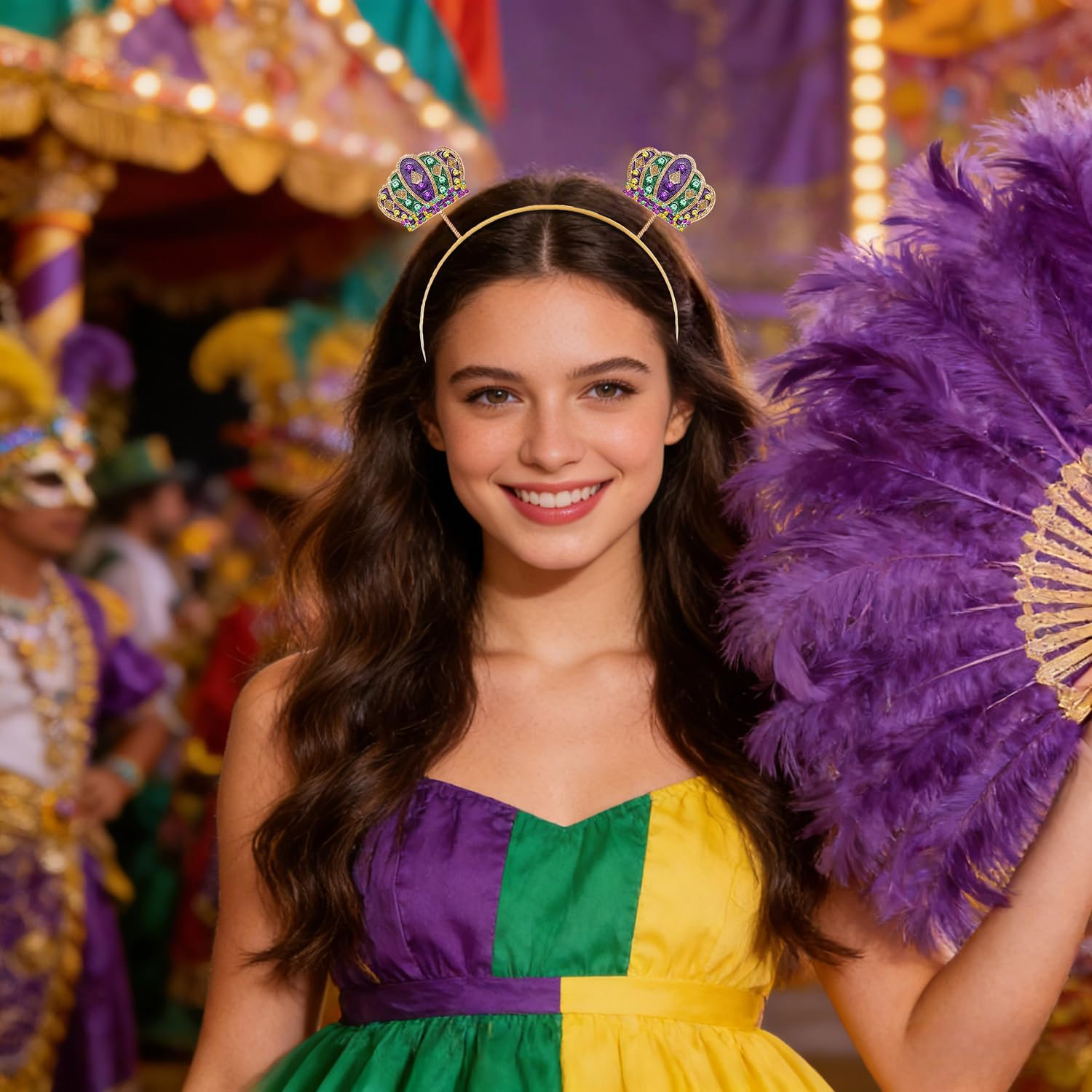 MOLOCH Christmas Headband Christmas Bow Hairband Red Green Tassel Headband Carnival Xmas Costume Holiday Hair Accessory Gifts - Christmas Bow image number 6