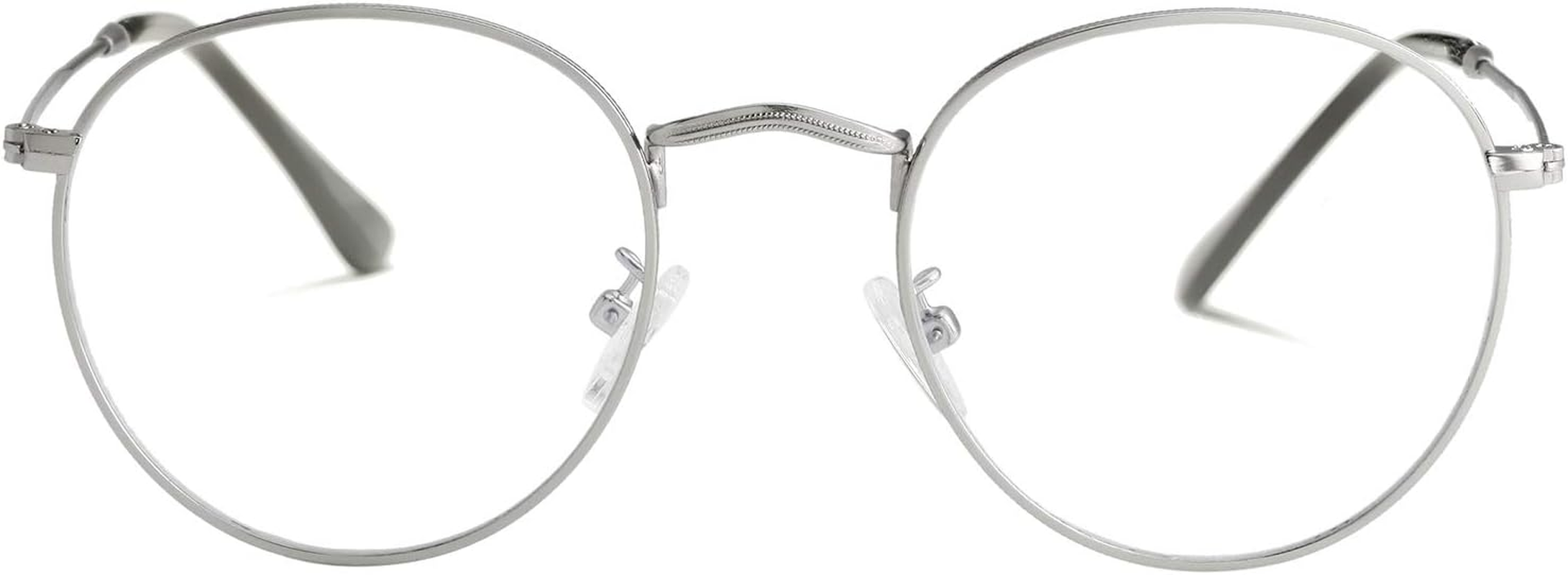 Kursan Classic round Clear Lens Glasses for Women Men Circle Metal Frame Non- Eyeglasses