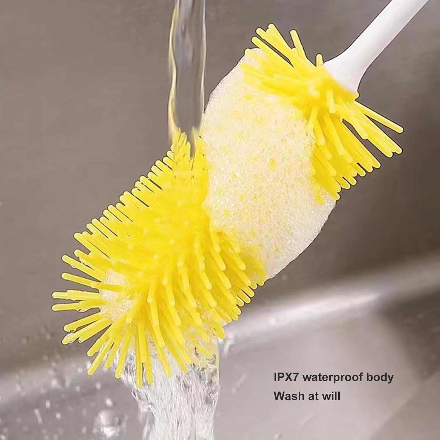 Bewinner Electric Baby Bottle Brush - Removable Smart Baby Bottle Cleaner with 3 Head, Safty Silicone Travel Bottle Brush for Most of Bottles Cups image number 4