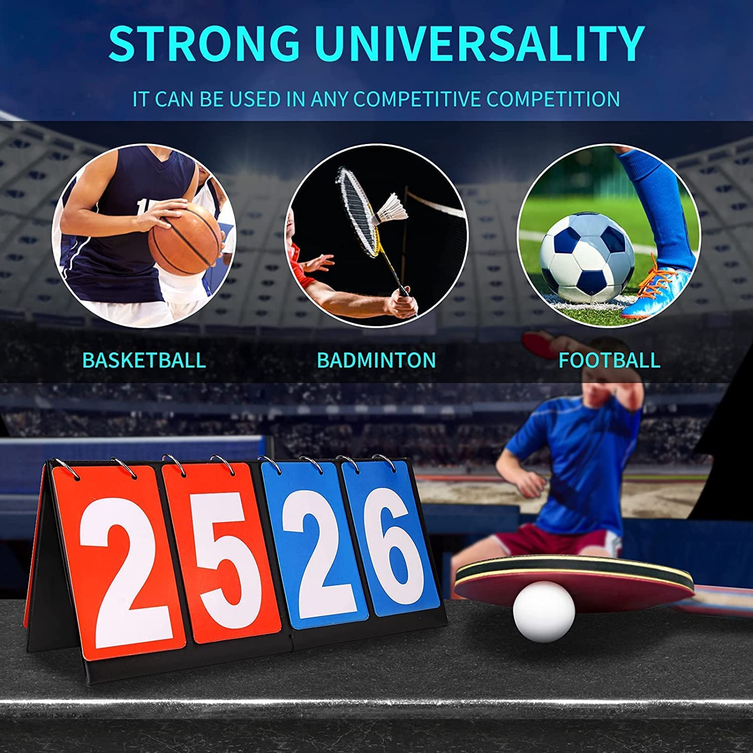 Portable Scoreboard Score Keeper 4 Digital Portable Table Top Scoreboard Flipper for Basketball Soccer Tennis Volleyball Cornhole Sports Games P. E Classroom Activities image number 6