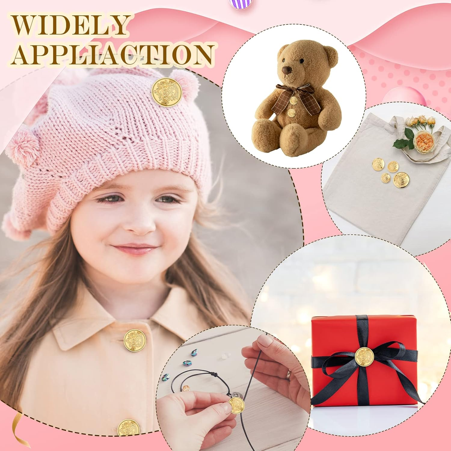 40 Pcs Metal Blazer Button Set - Vintage Gold Sewing Buttons with Emblem Shank for Suits, Sport Coat, Uniform Jacket - Brass 15Mm 18Mm 21Mm 25Mm image number 3