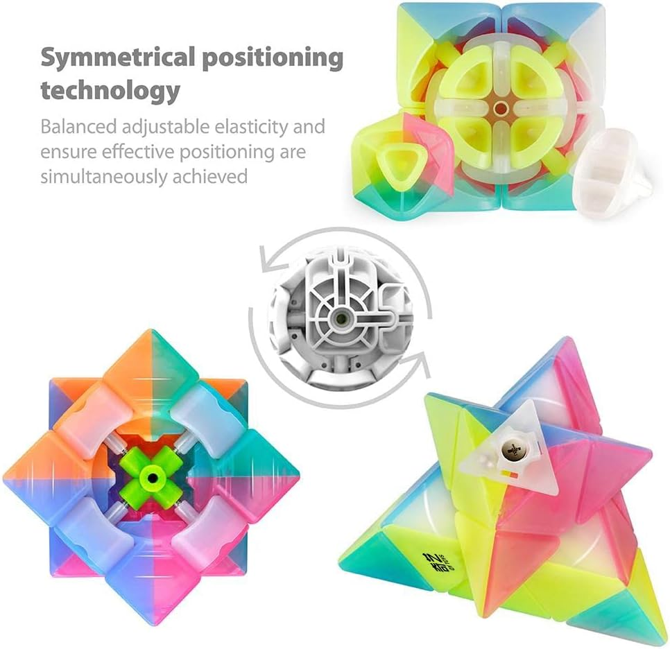 D-Fantix QYTOYS Jelly Stickerless Speed Cube Set, Qidi S 2X2 Warrior W 3X3 Qiming Pyramid Magic Cube Puzzle Toys image number 2