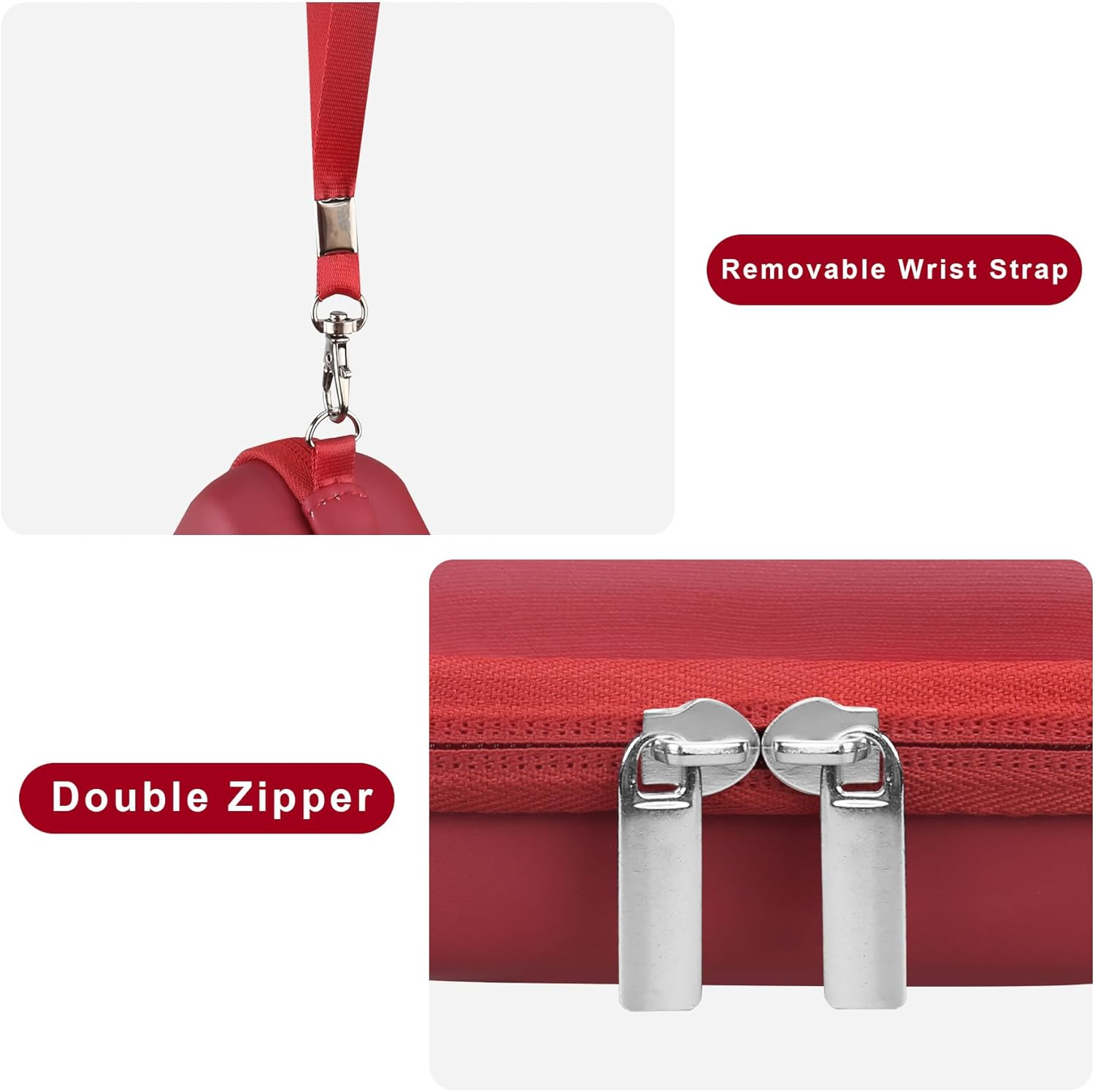 Canboc Hard Case for Kodak PIXPRO FZ55/ FZ45/ FZ43/ FZ53 16MP Digital Camera, Vlogging Camera Bag, Zipper Mesh Pocket Fit Cable, SD Card, Red (Case Only) - Rose Gold image number 2