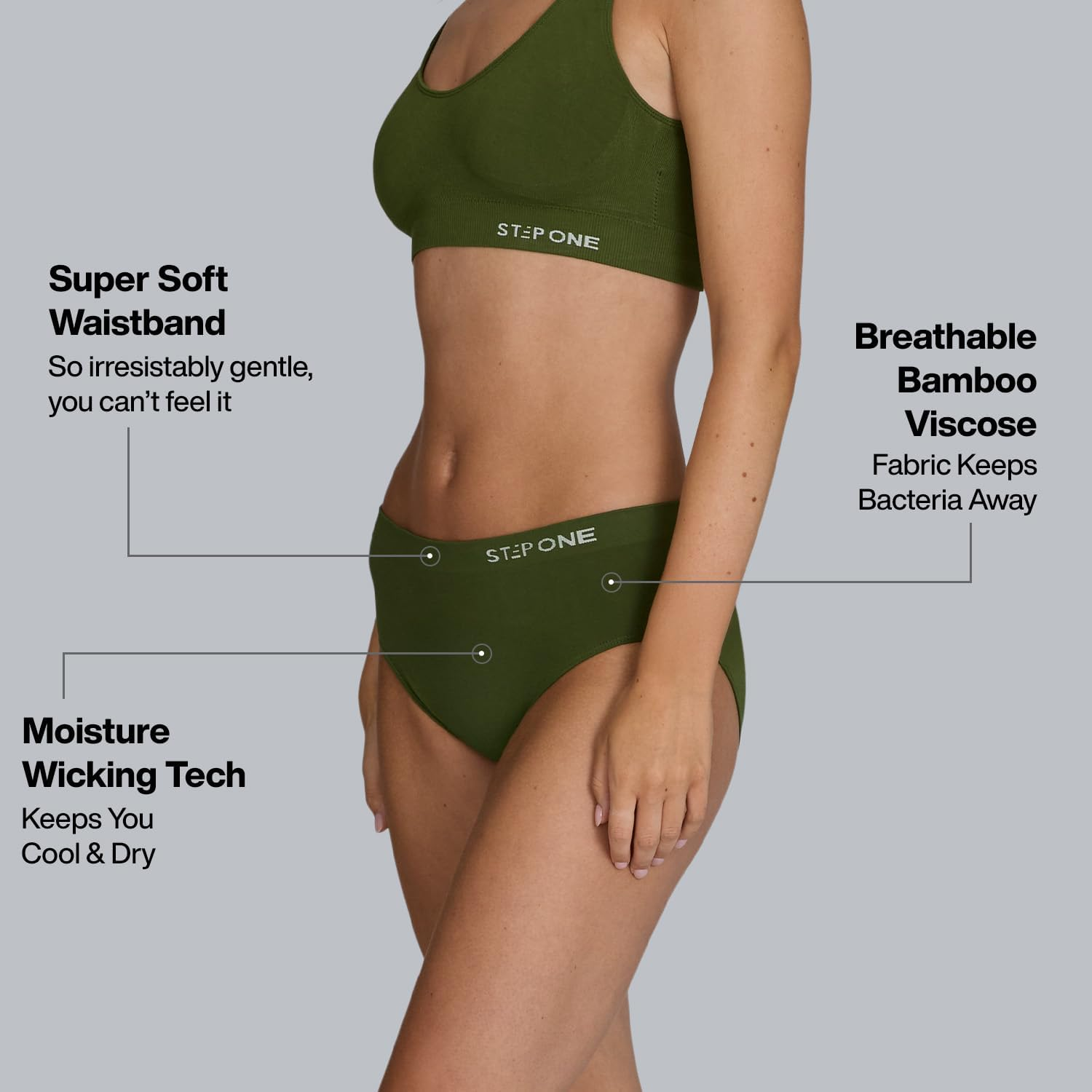 STEP ONE Smoothfit Bikini Brief. Ultra-Soft, Breathable Bamboo Moisture Wicking Underwear Women, Hypoallergenic Womens Underwear for Sensitive Skin, Moderate Coverage image number 5