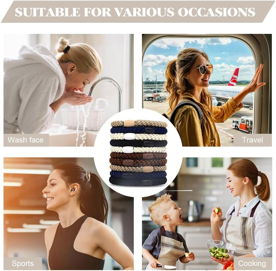 HMCEY Pack of 10 Women'S Hair Bobbles Scrunchies Colourful Tie Hair Elastics Ponytail Holder Hair Bands Multicoloured Suitable for All Hairstyles image number 3