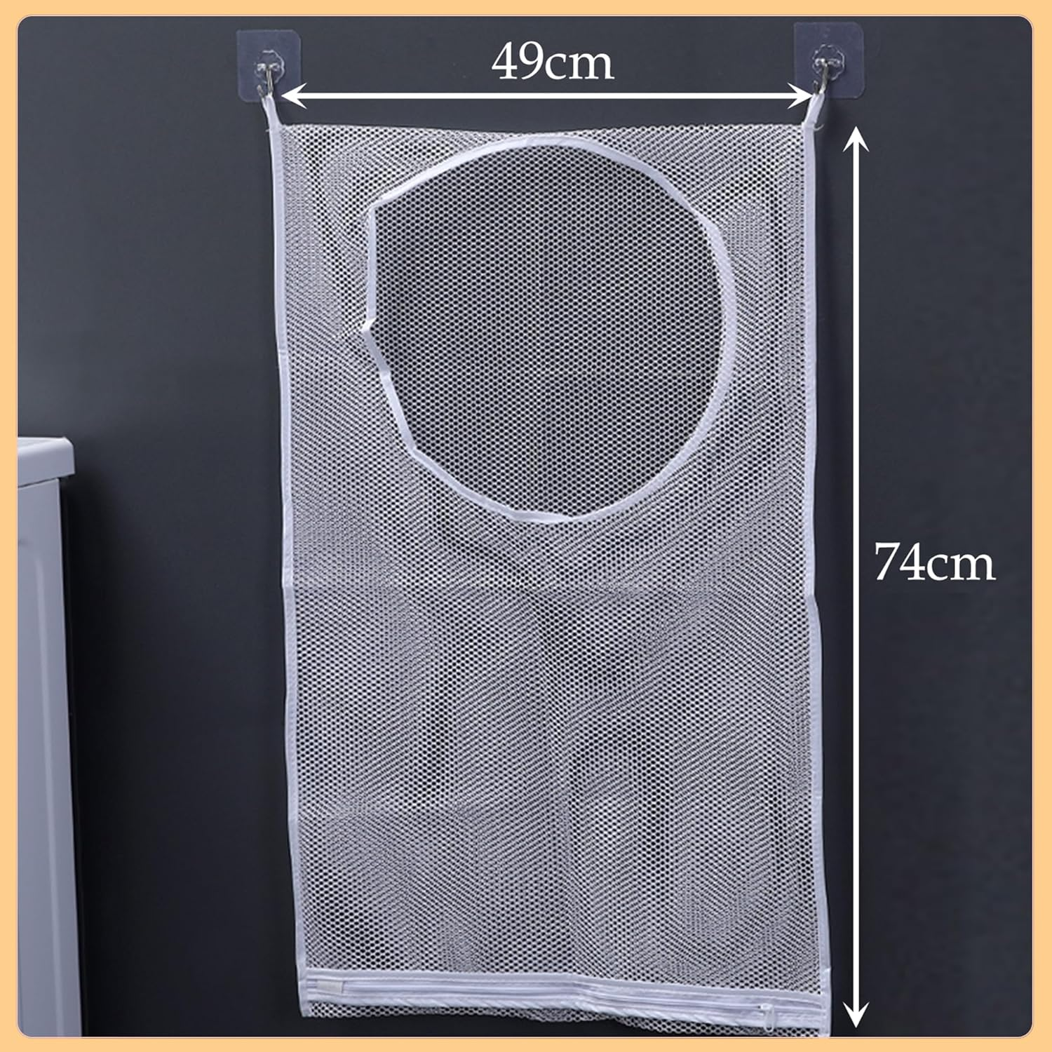AUXIN 4 Pack Hanging Storage Bags, Foldable Laundry Baskets, 75Cmx50Cm Mesh Sack with 8 Adhesive Hooks, Perfect for Dormitory Bathroom Kitchen Storage Dirty Clothes/Junk Food/Potatoes Onions/Plush Toy image number 3
