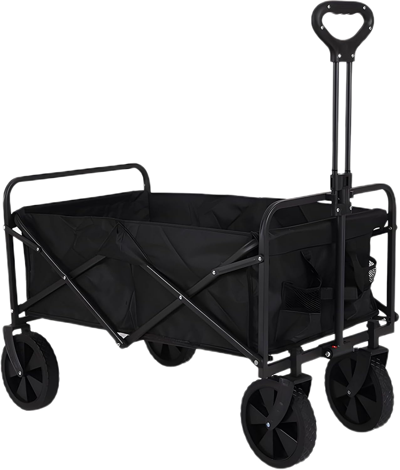 Festival Trolley on Wheels, Camping Folding Wagon, Portable Camping Cart Collapsible Foldable Trolly for Beach Outdoor Garden Picnic Shopping Fishing, Wide Wheels, Adjustable Handle, Black image number 3