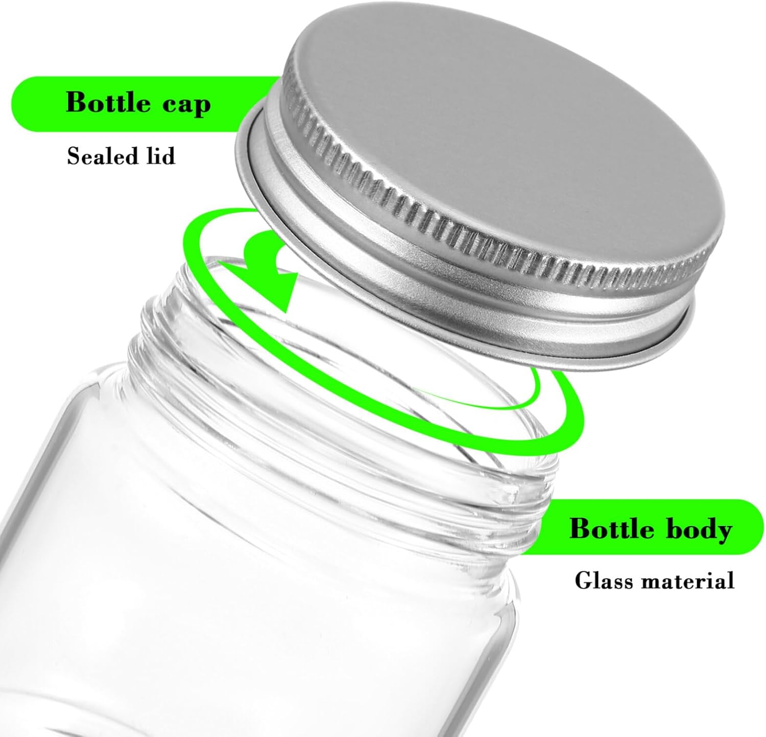 Kichvoe Glass Jars with Lids 20Pcs 50Ml Small Airtight Storage Containers Sealed Glass Jars for Spices Candy Tea Coffee Kitchen Organisation image number 2